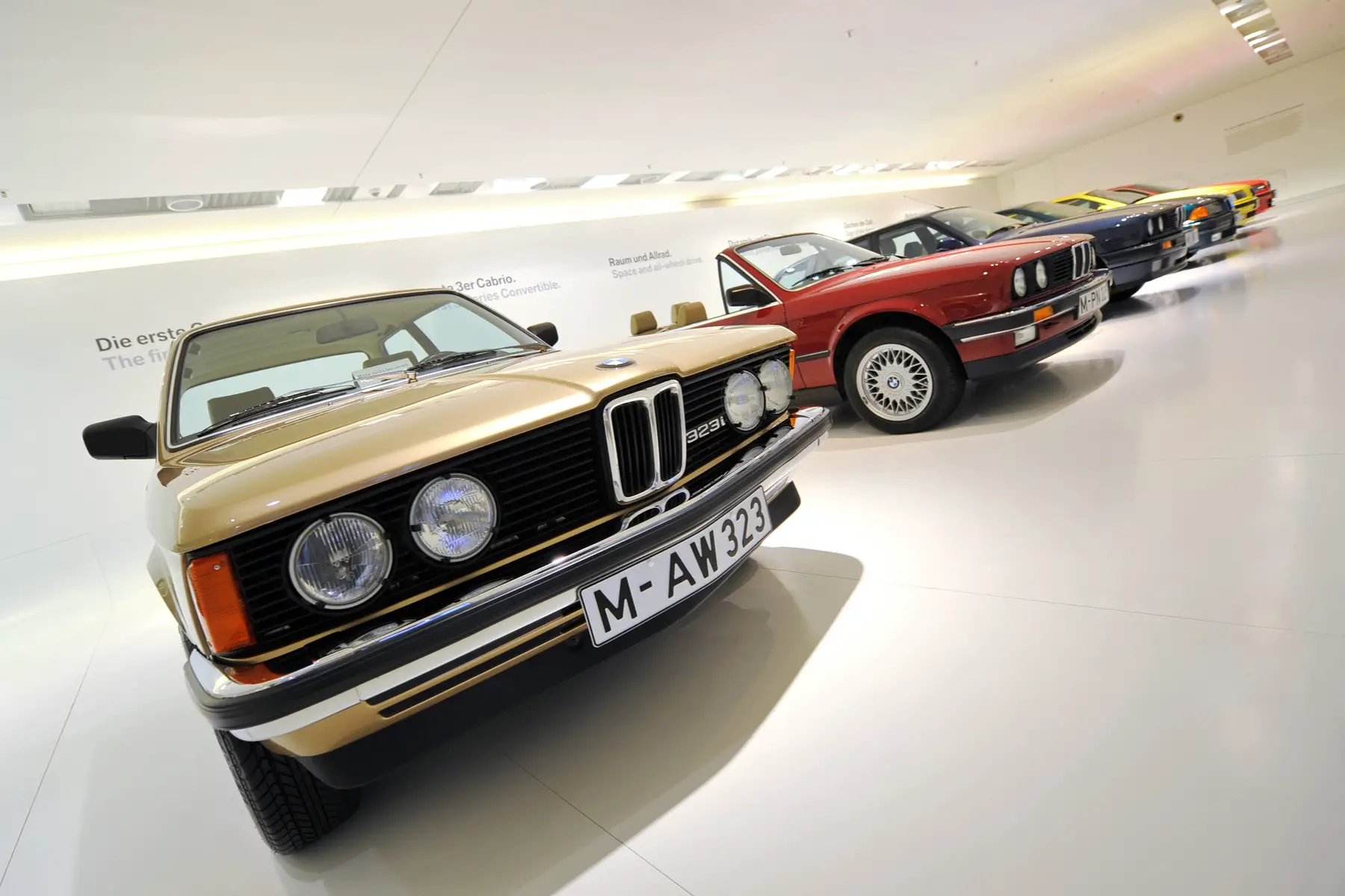 cars at the BMW museum in Munich Germany.