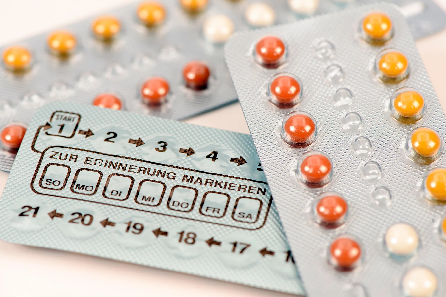 Blister packs of birth control pills