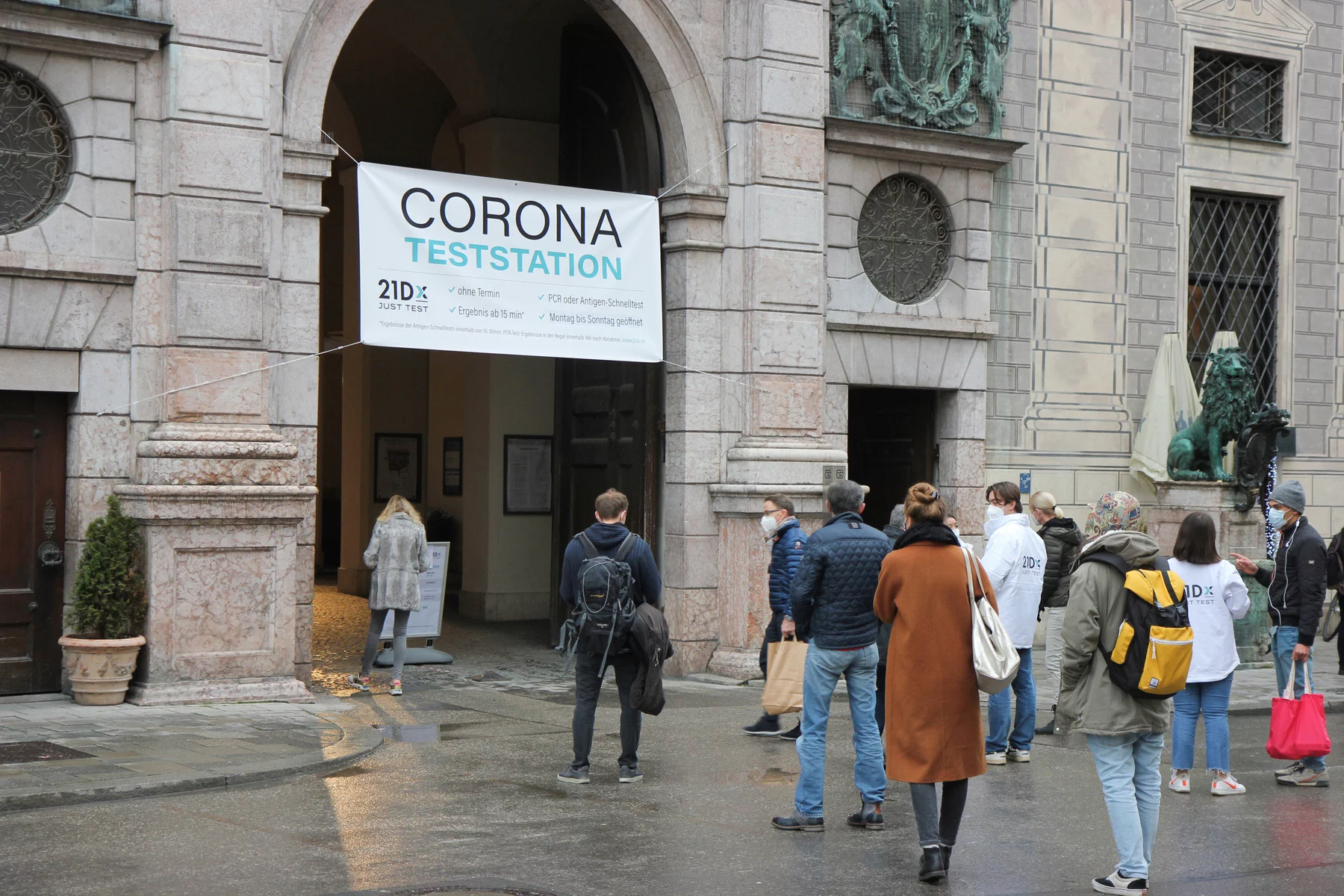 A coronavirus testing center in Munich, Germany