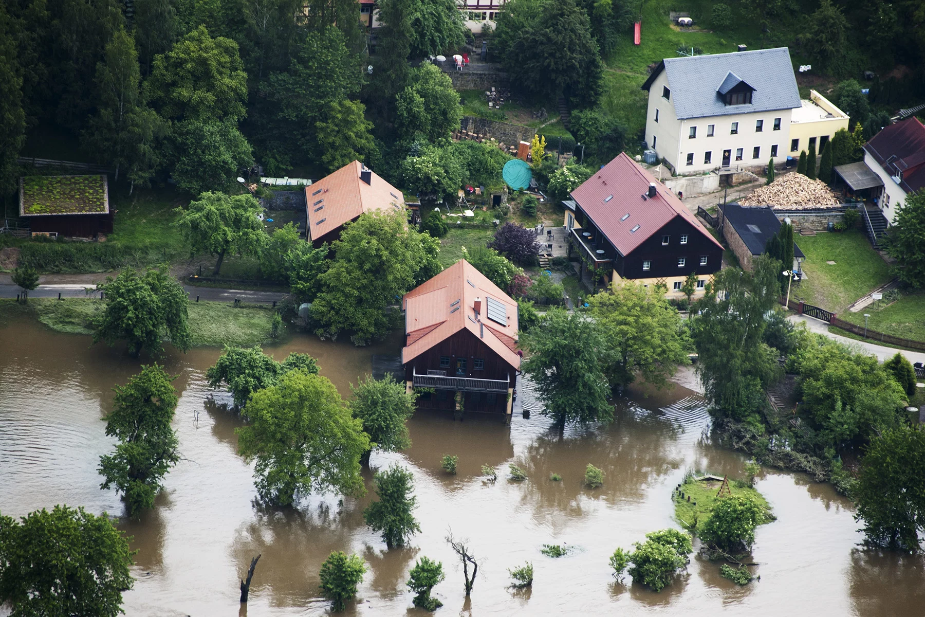 Flooded houses in Germany