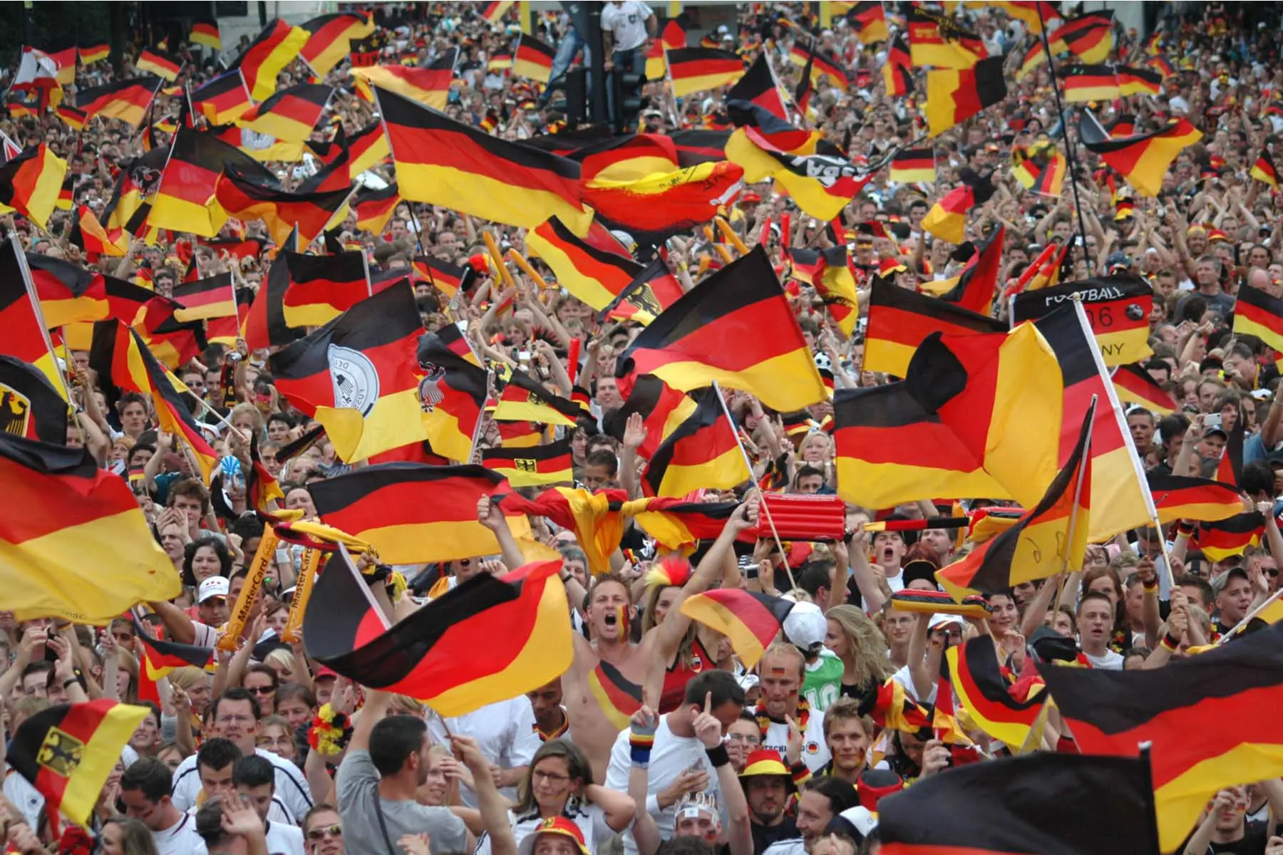 German fans waving flags