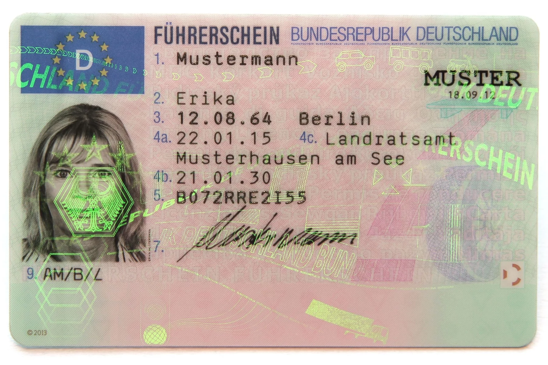 Typical driver's license in Germany