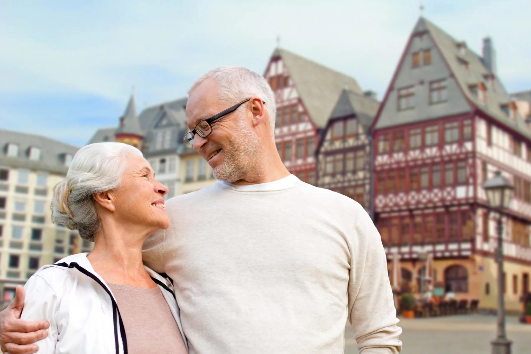 Happy senior couple retiring in a city in Germany