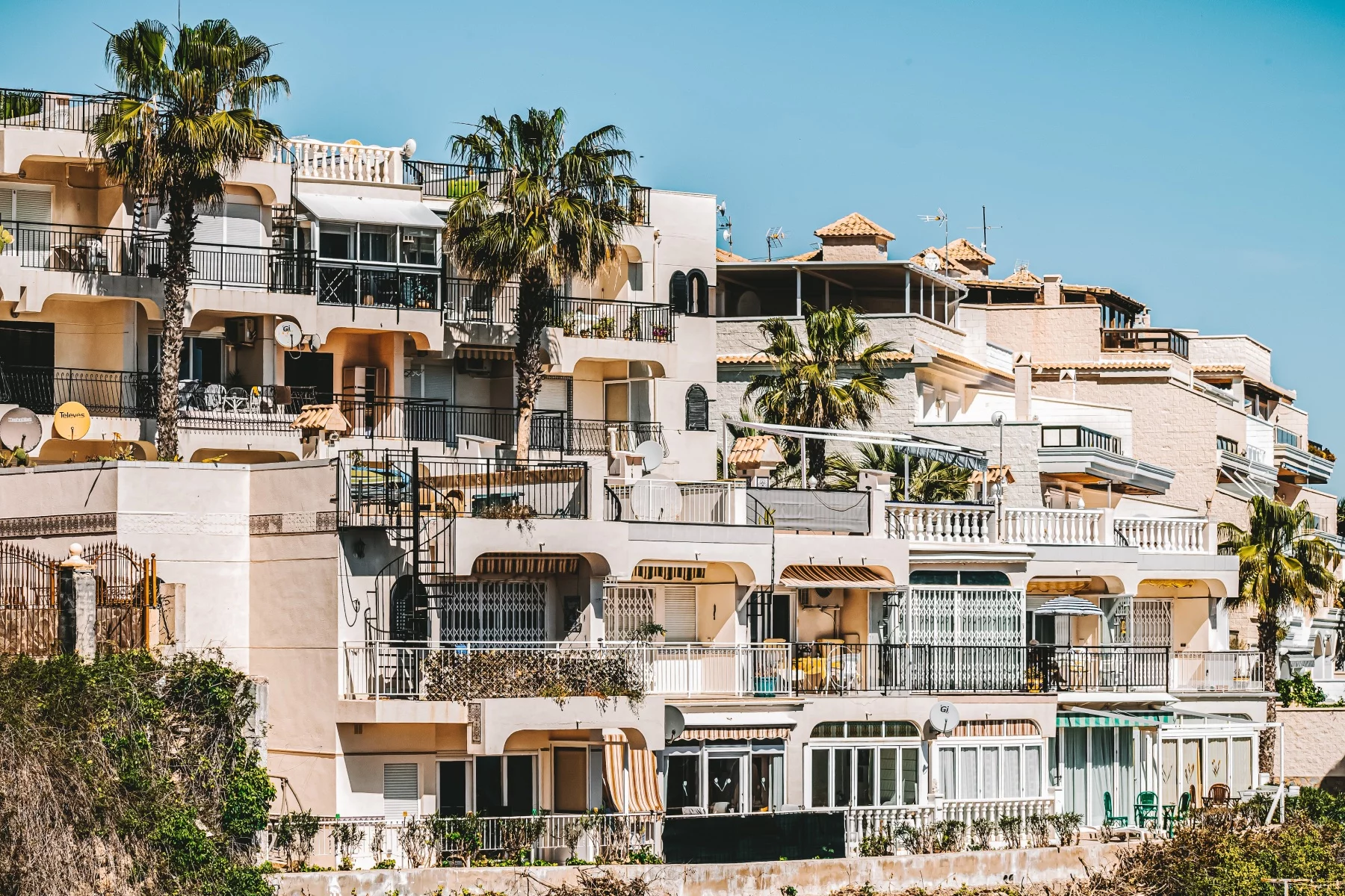 White balconies on housing in Torrevieja