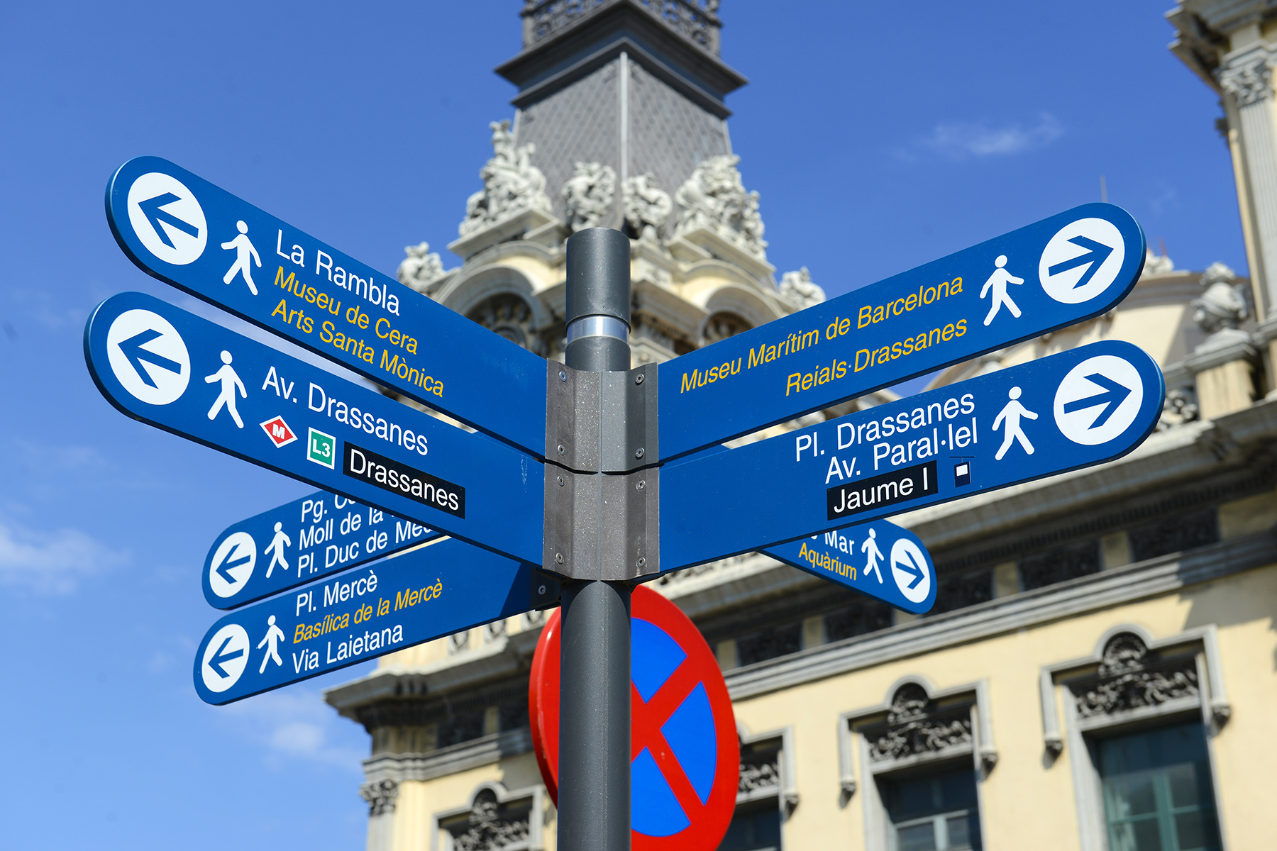 Multilingual street signs in Barcelona
