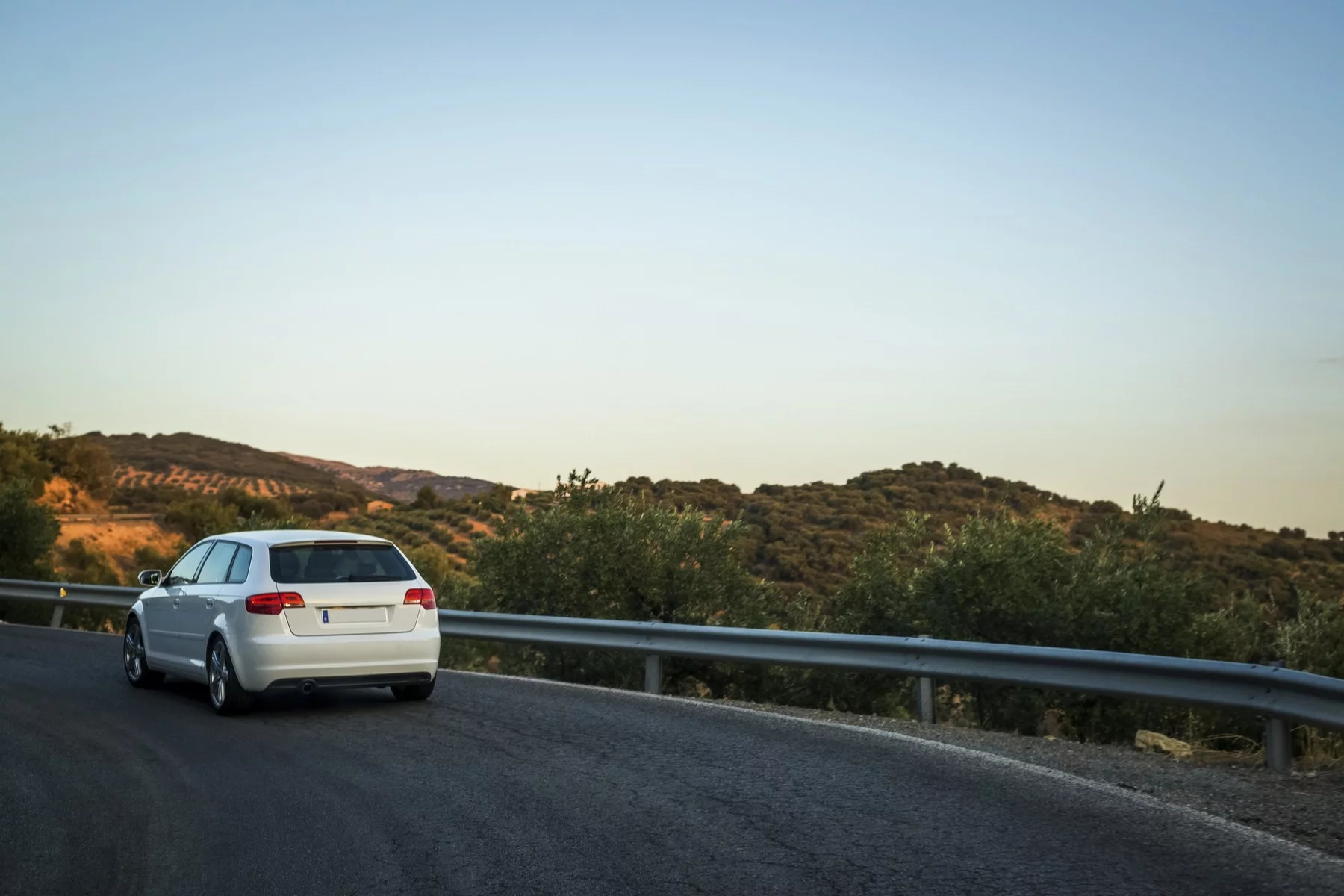 Car driving through Spanish countryside