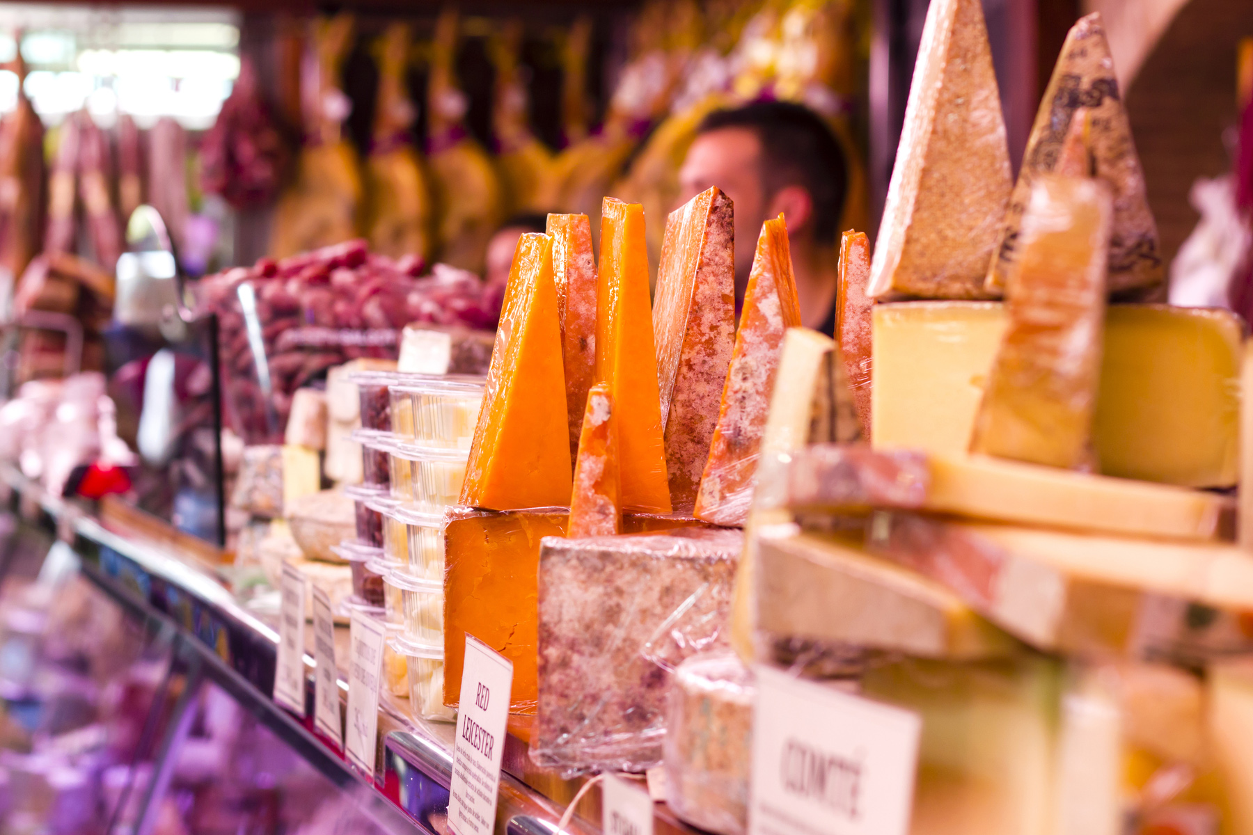 A cheese market stall in València, Spain