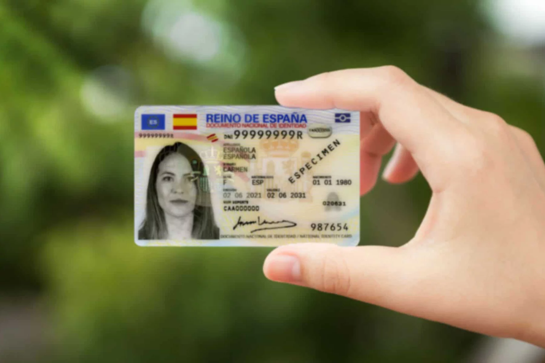 Sample DNI card in Spain