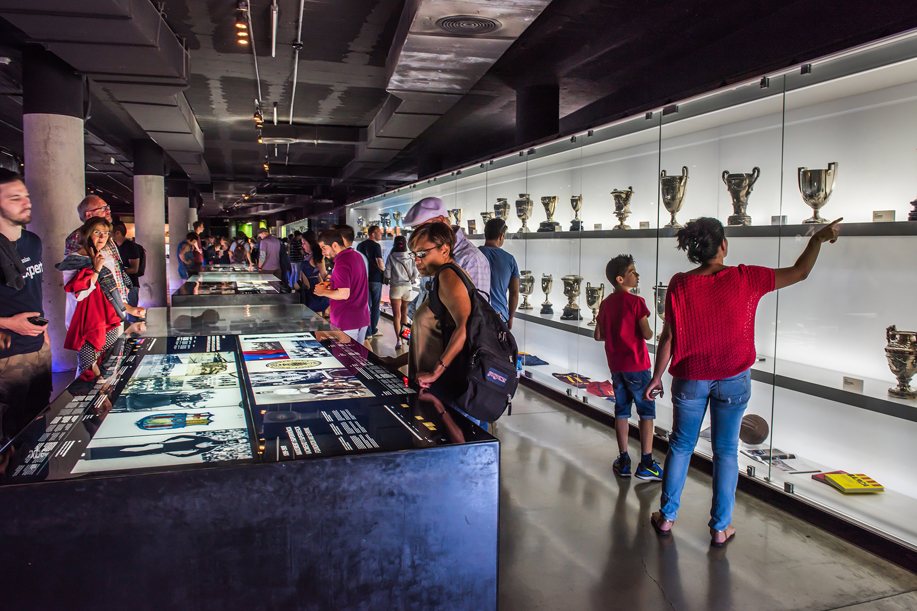 Trophy cases at FC Barcelona Museum