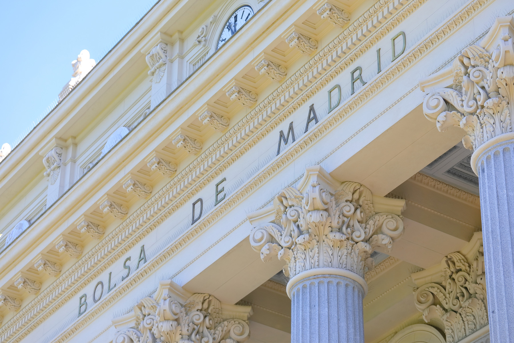facade of the Madrid Stock Exchange building in Spain