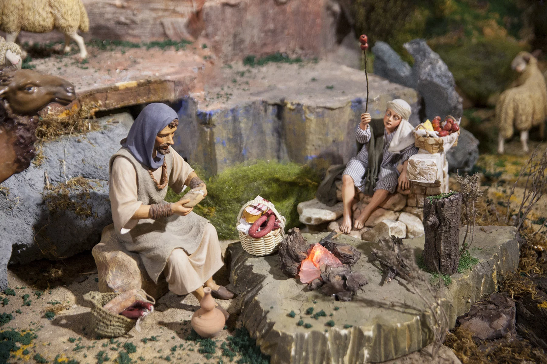 Nativity scene on display during the Christmas season in Madrid, Spain