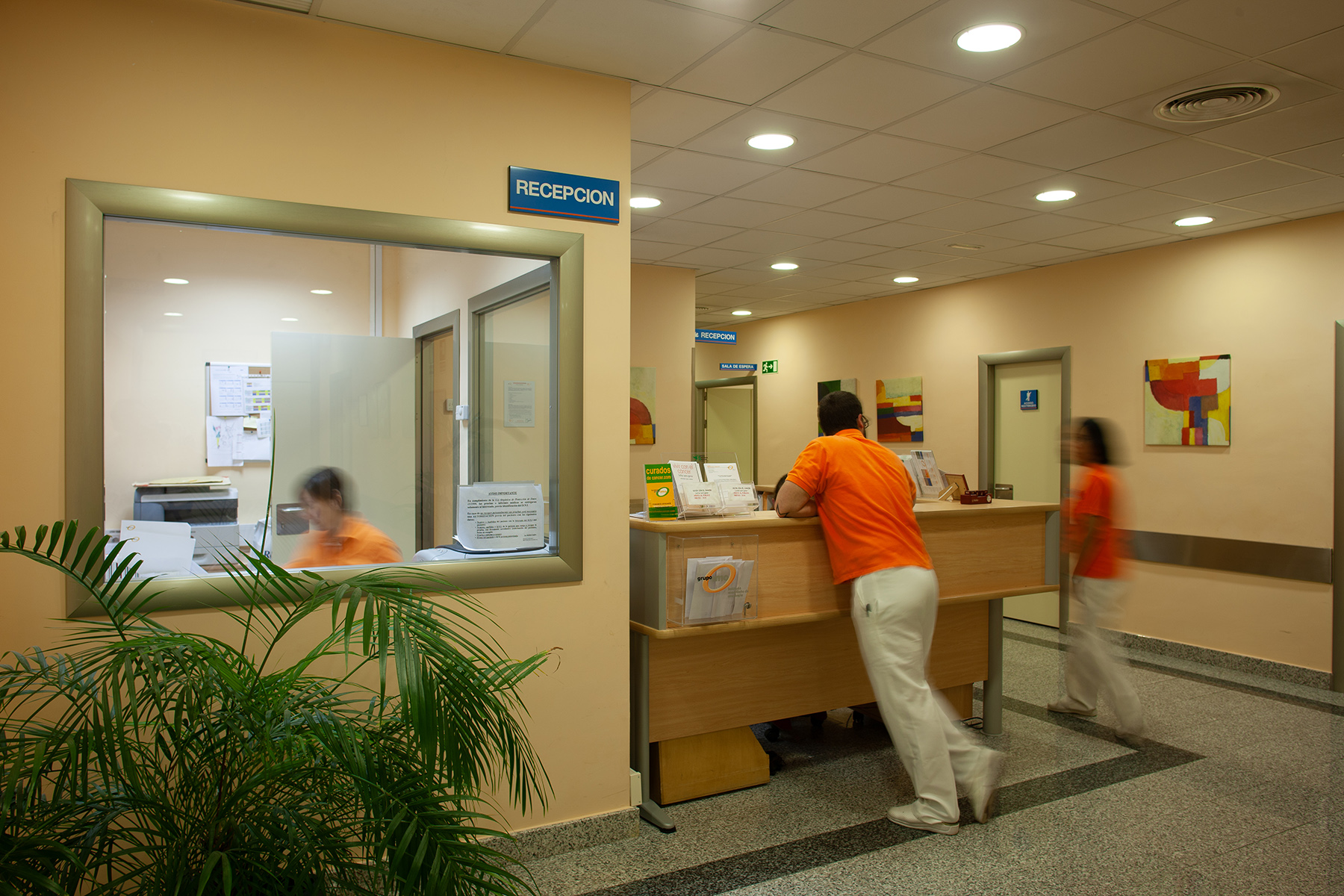 Reception desk at a clinic in Spain