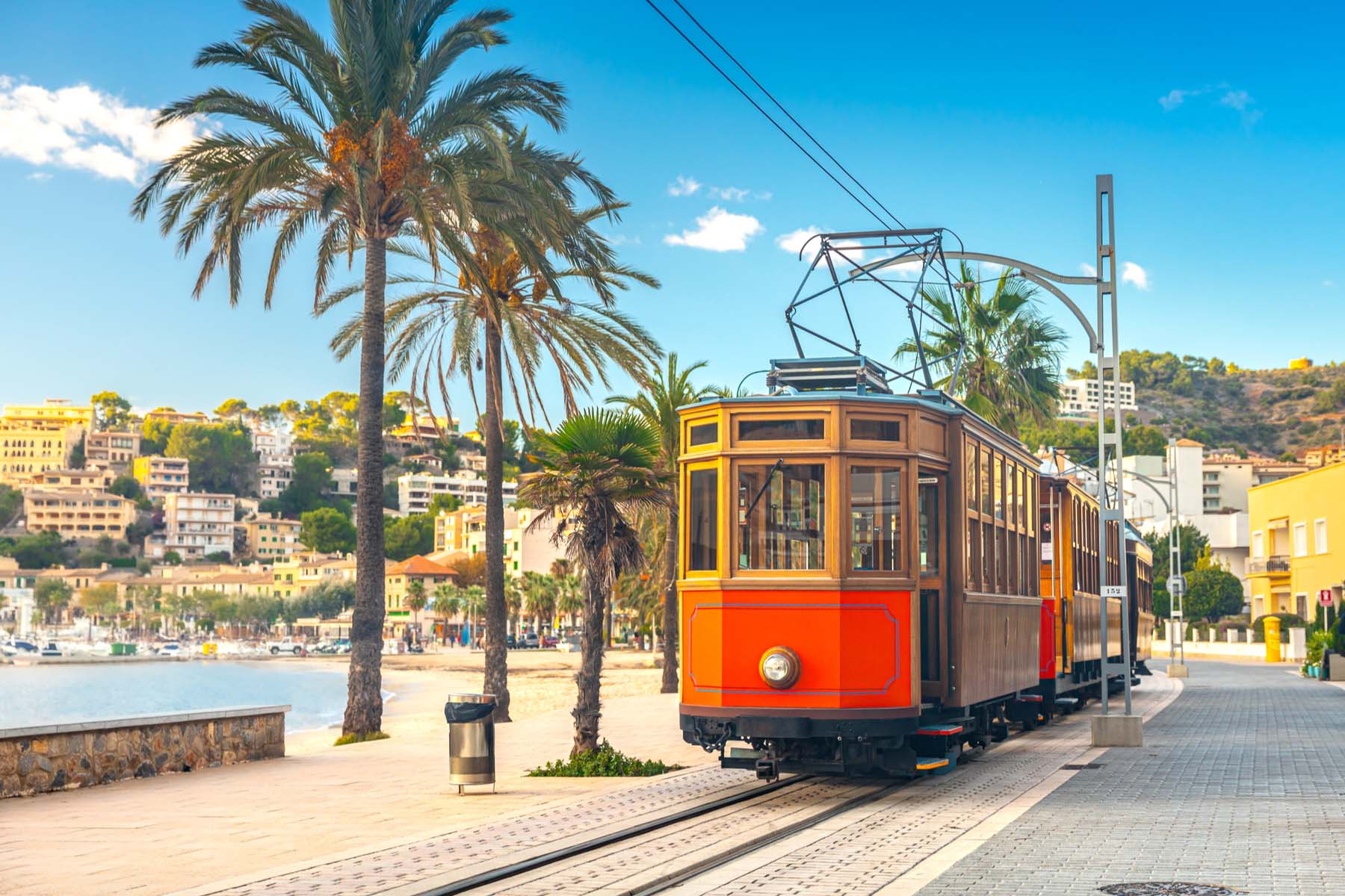 historic tram running on island of Mallorca