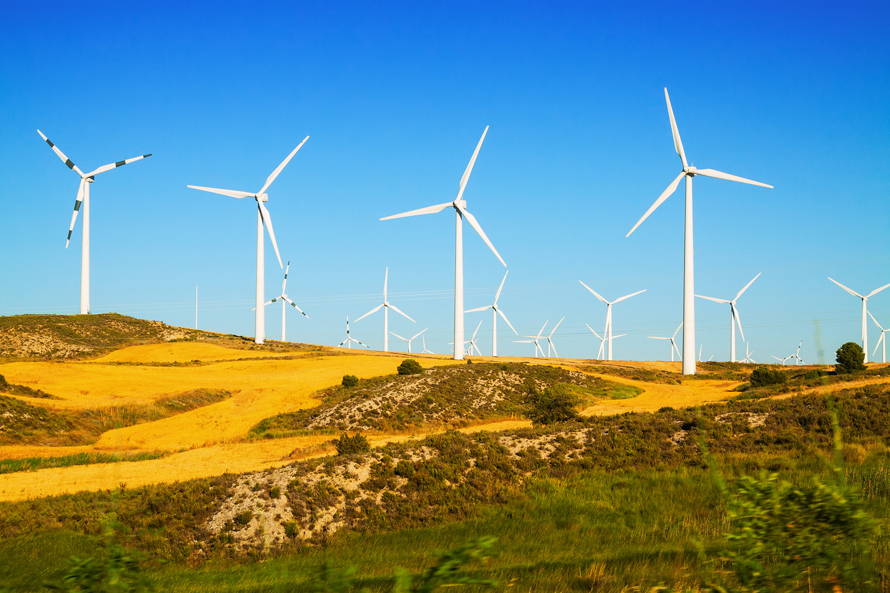 A wind farm in Aragon, Spain