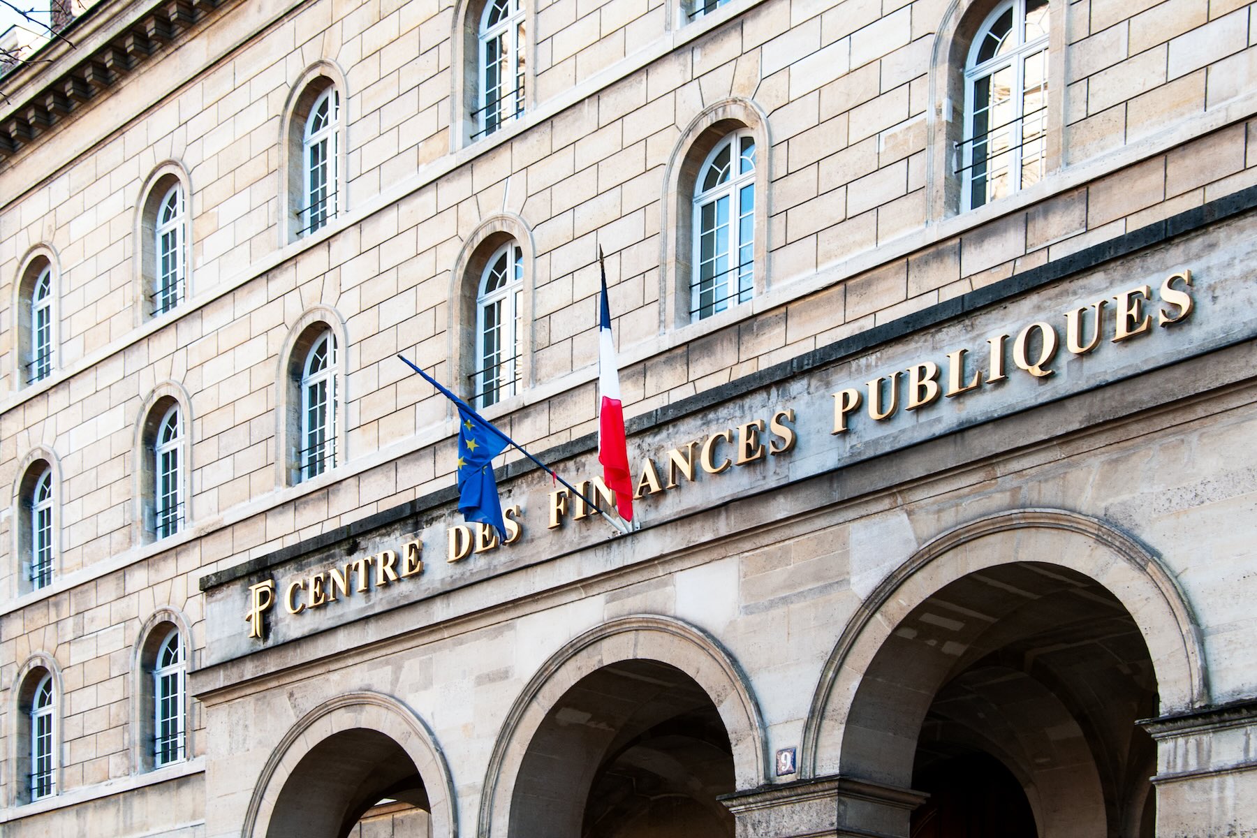The front of a centre des Finances Publiques building in Paris, France