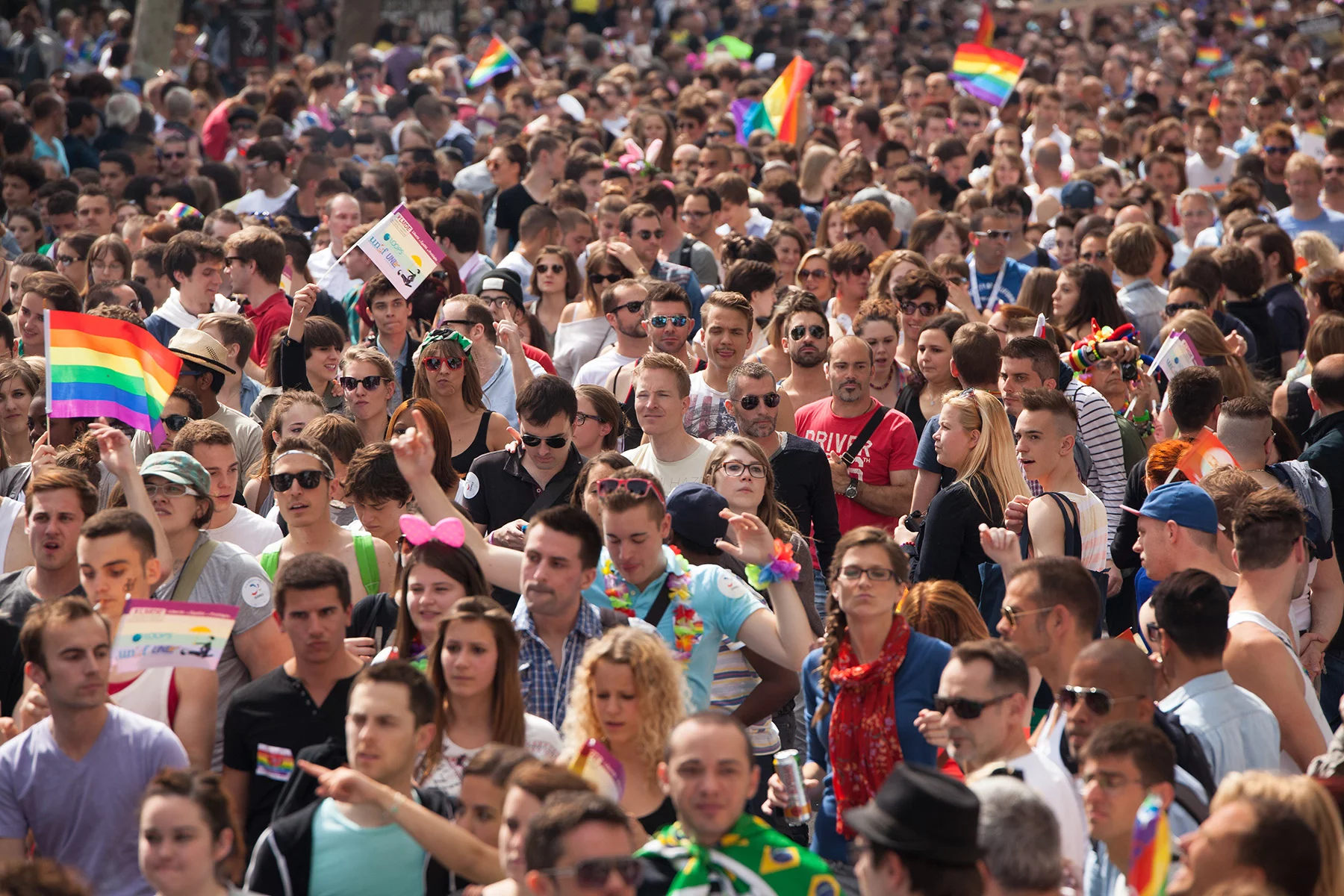 The crowd at the 2013 Paris Pride Parade