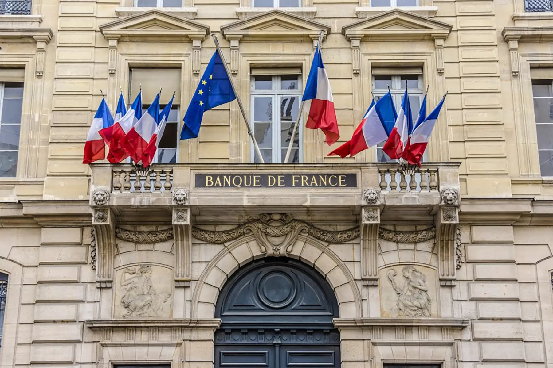 Facade of the Banque de France, the central bank, in Paris