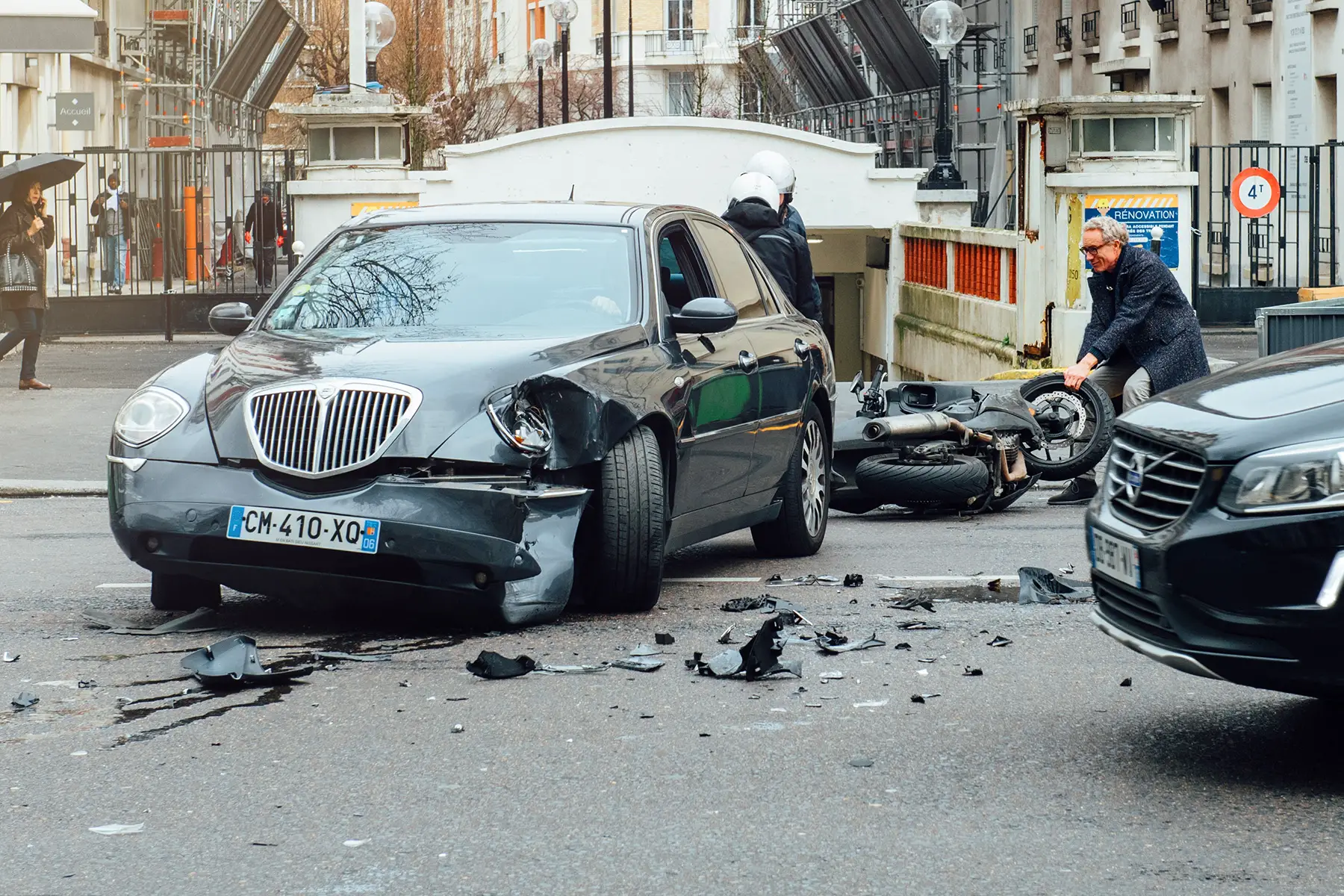 A car crash in Paris, France