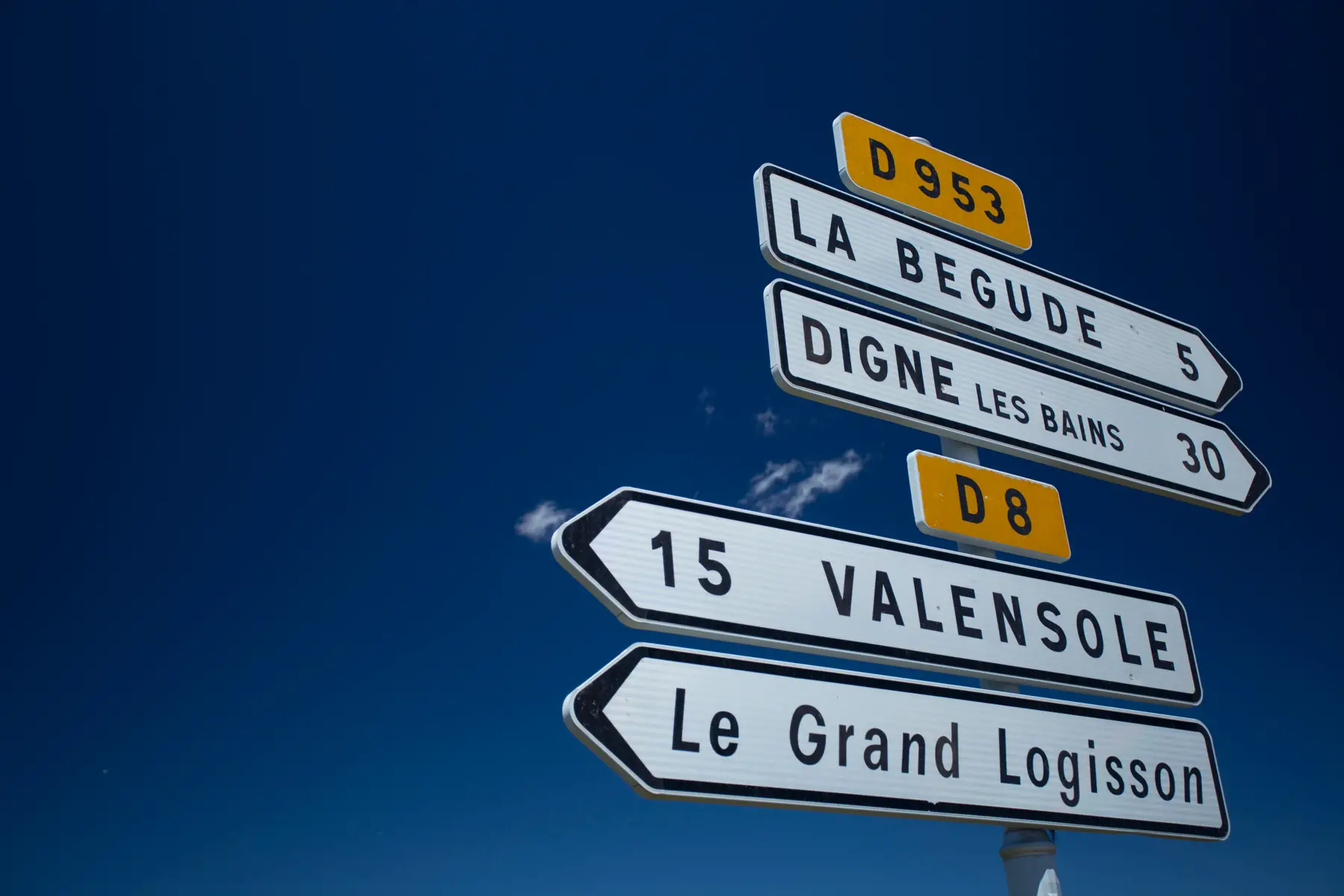 Signs indicating the directions of nearby cities in France
