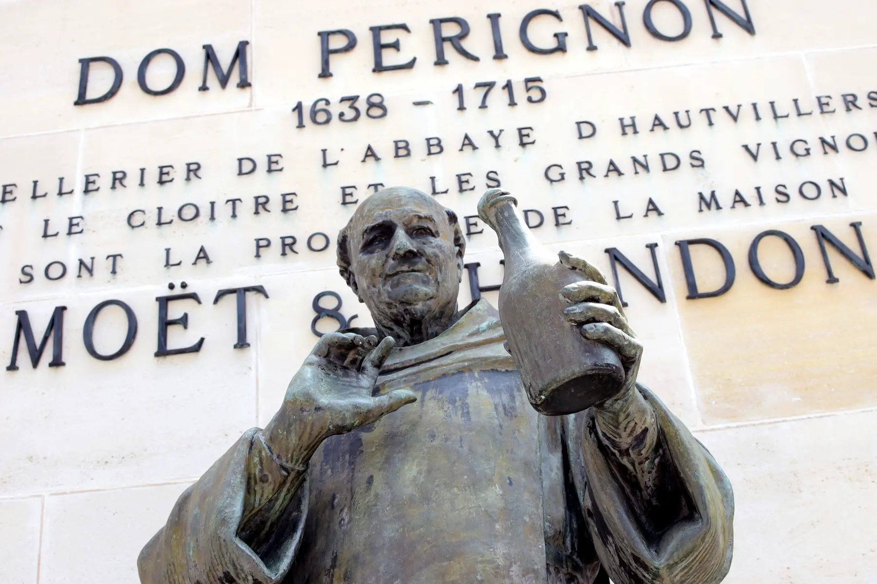 Dom Perignon statue at Moët & Chandon