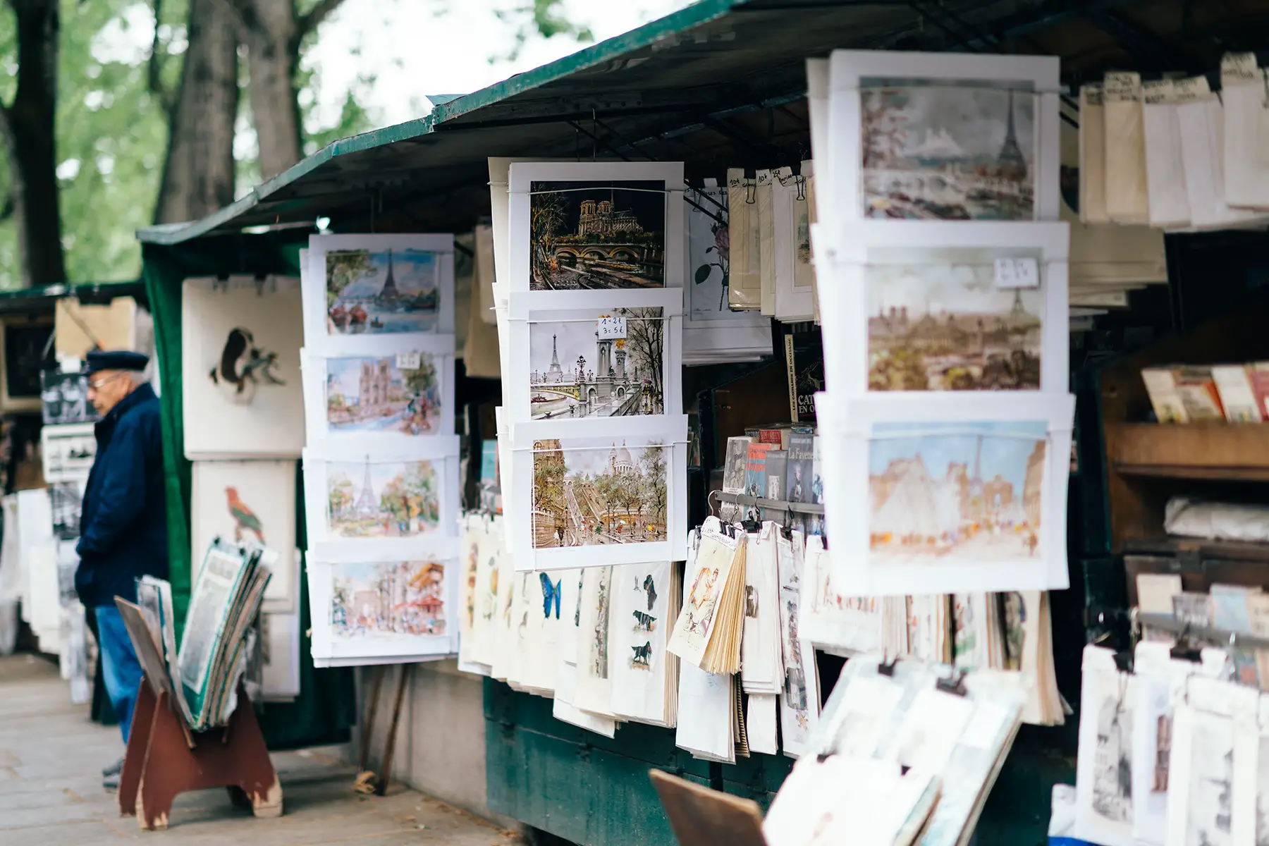 French art stall in Paris during spring