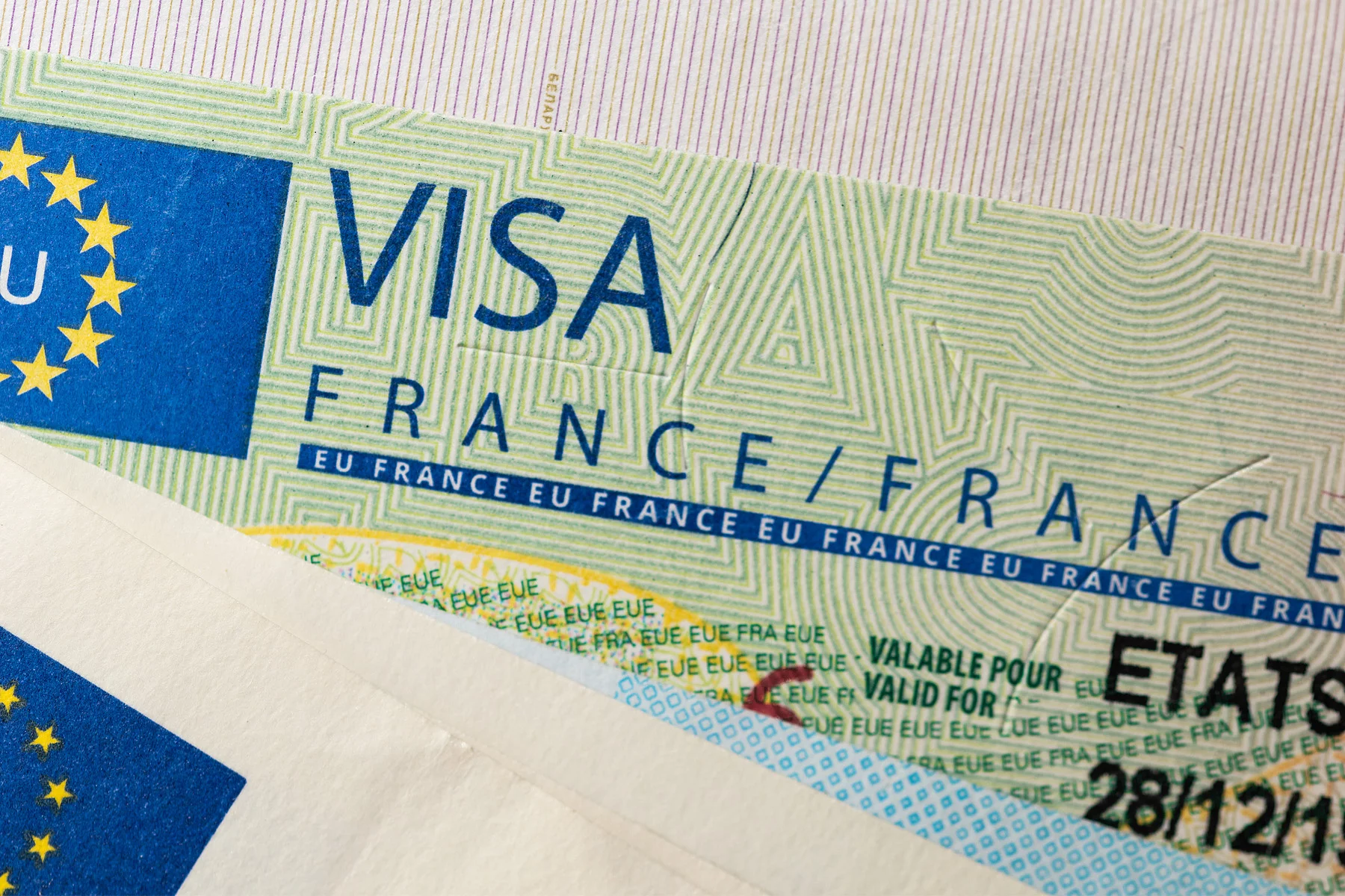 Closeup of a French visa
