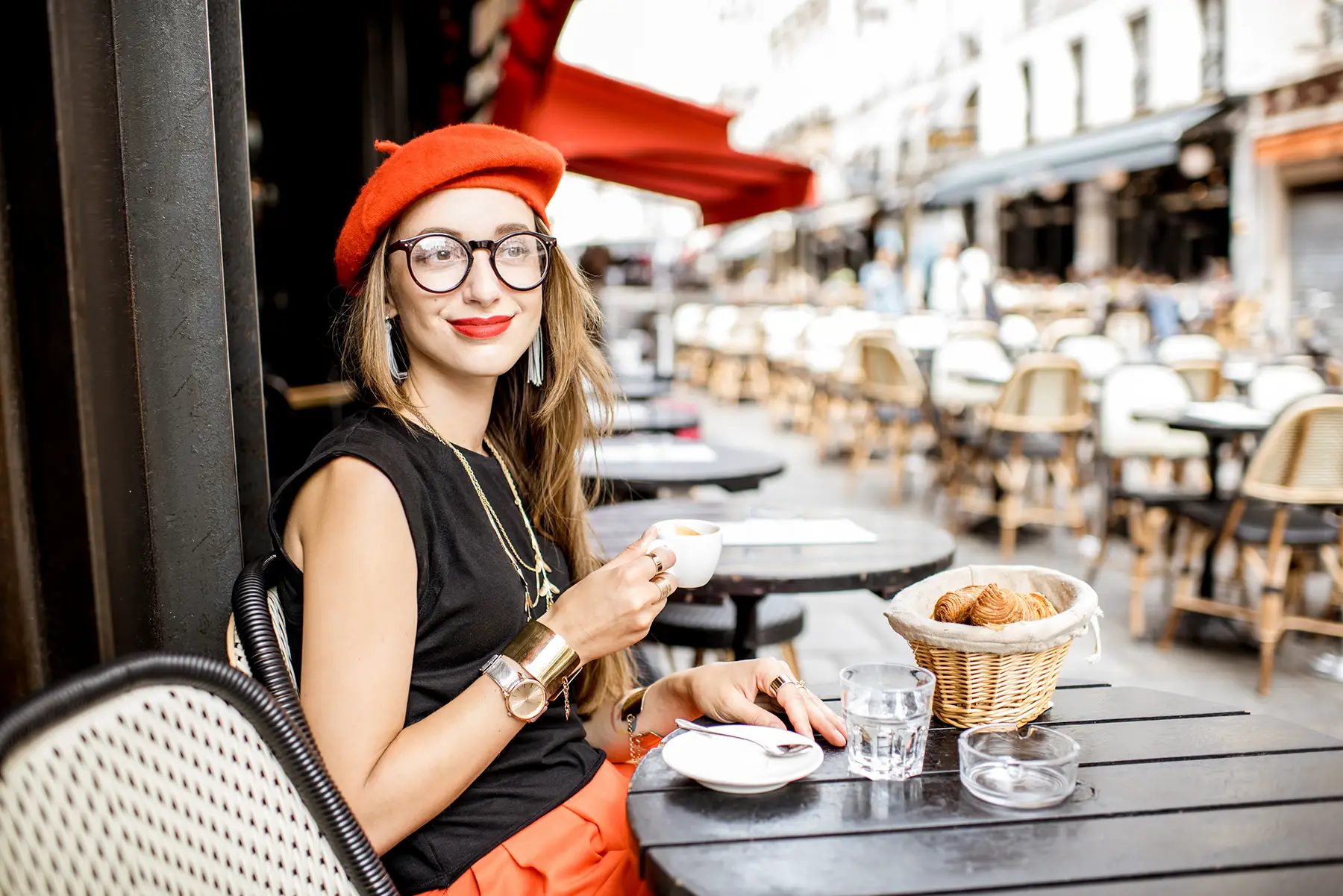 French woman at a café