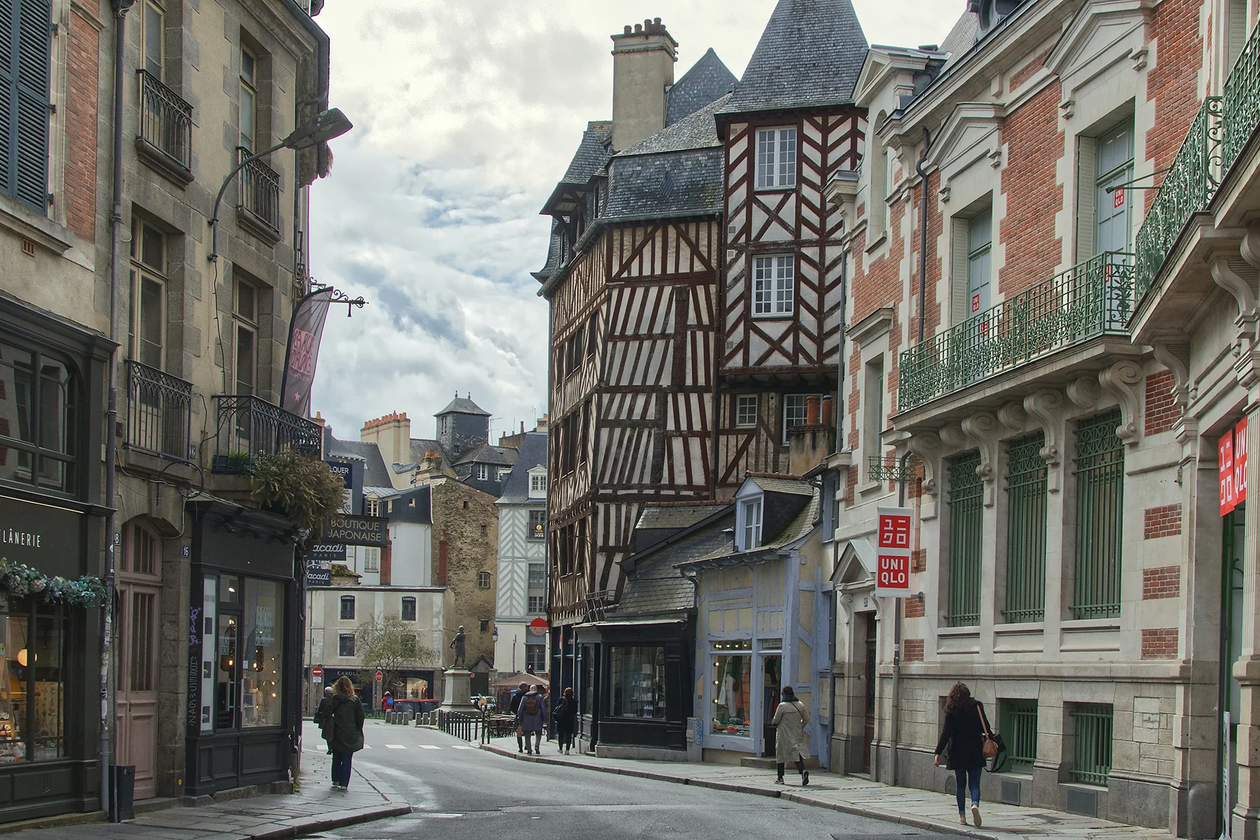 Center of Rennes with historical buildings