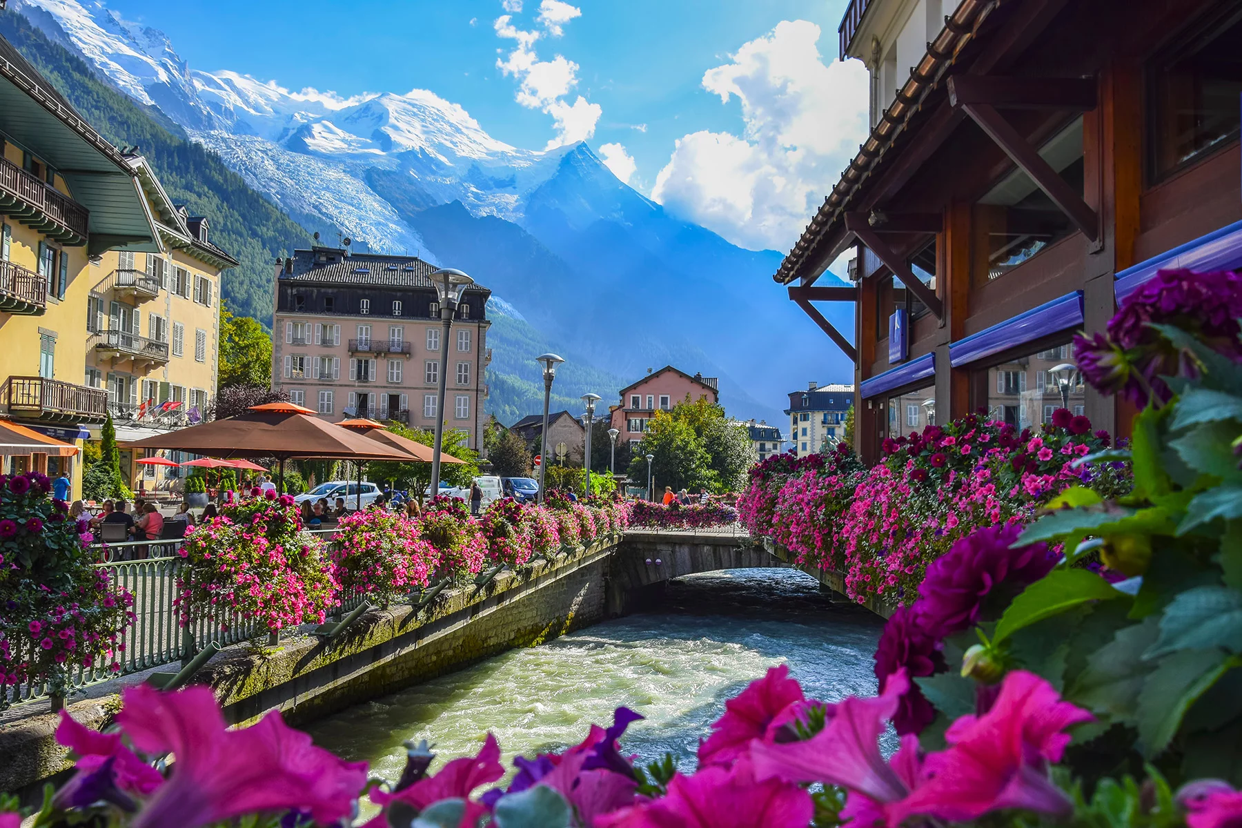 View of Mont Blanc from Chamonix, France