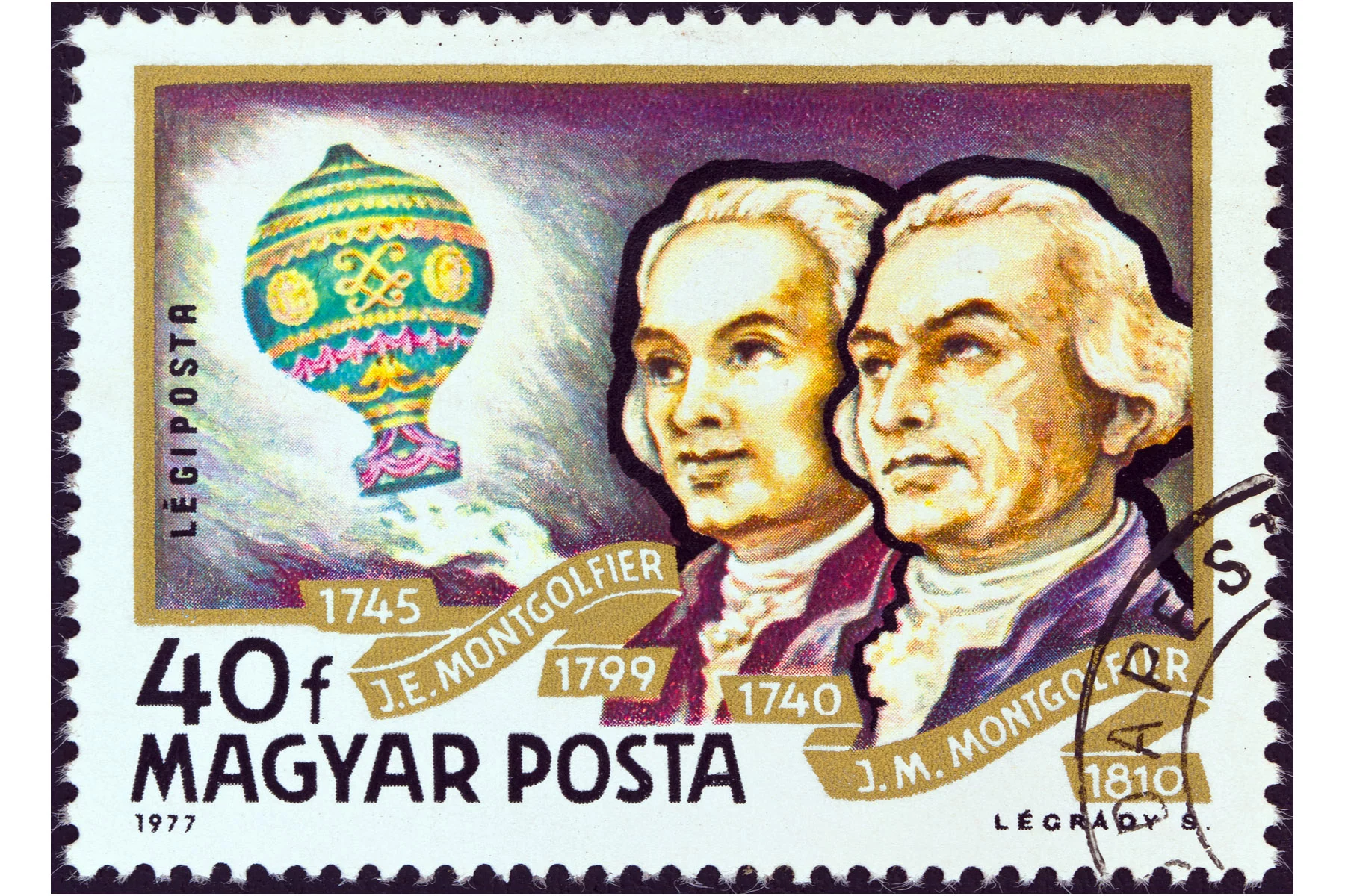 The Montgolfier brothers on a Hungarian postage stamp