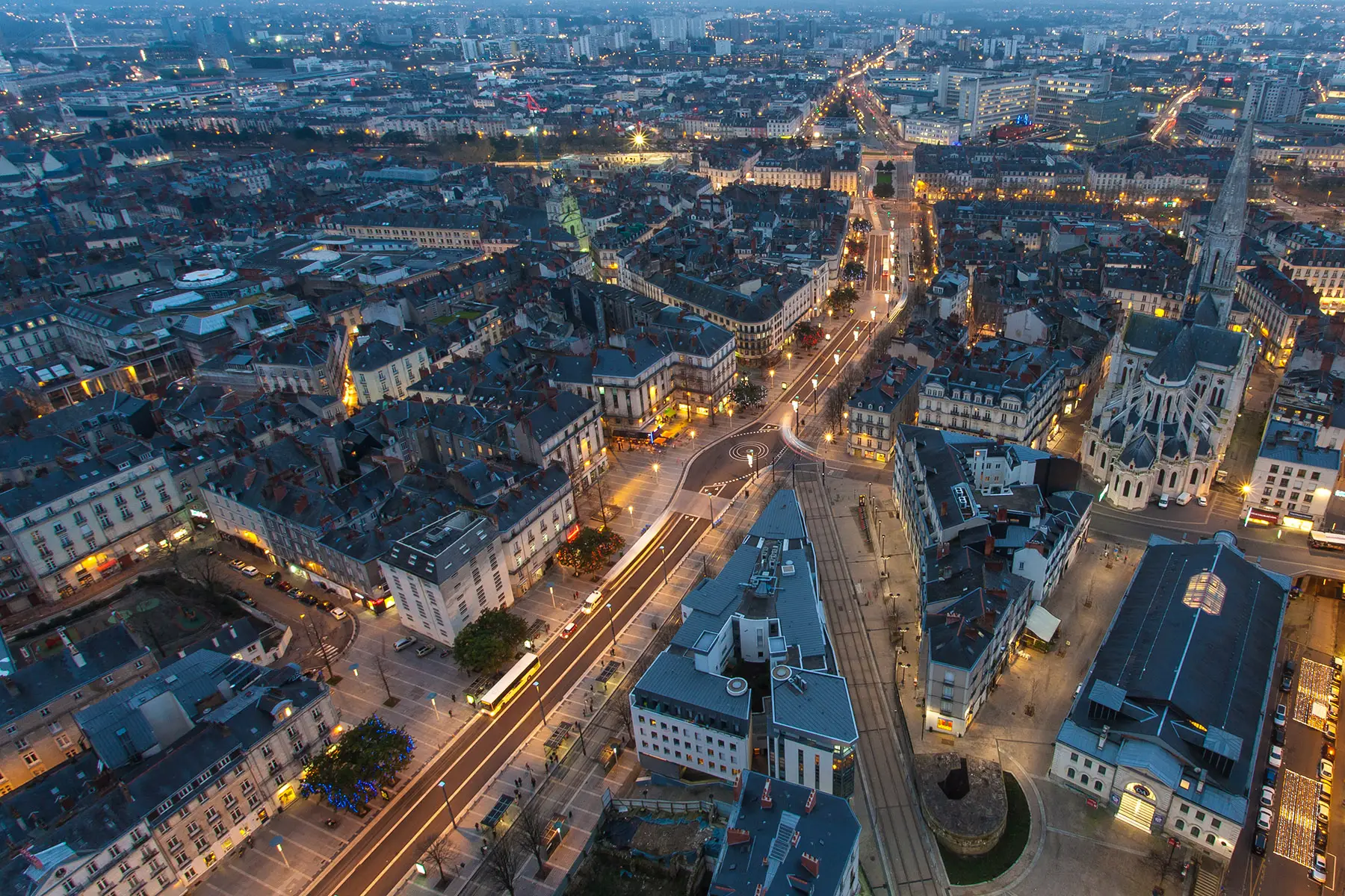 Overhead view of Nantes, France
