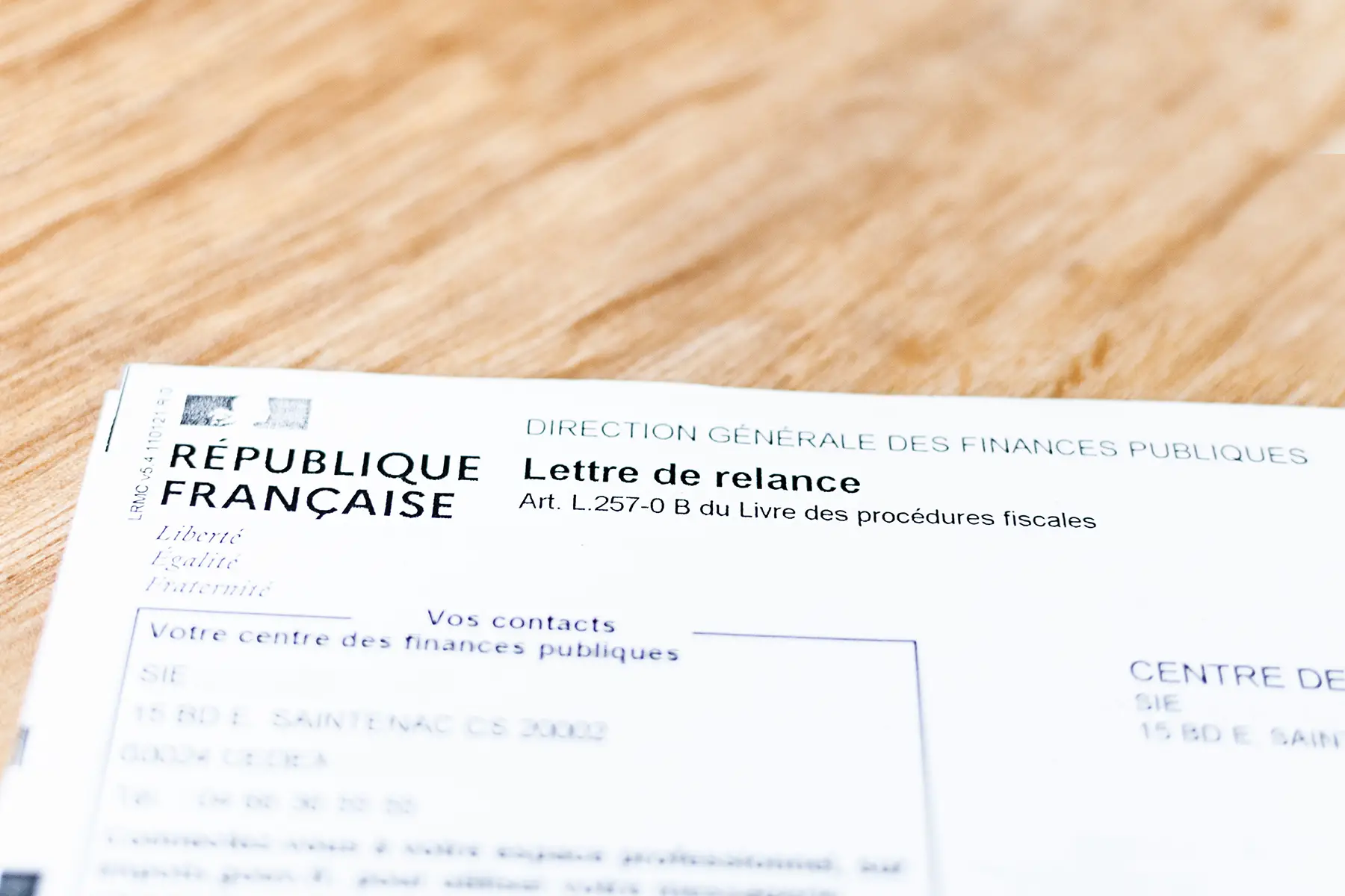 A reminder letter to file income taxes in France