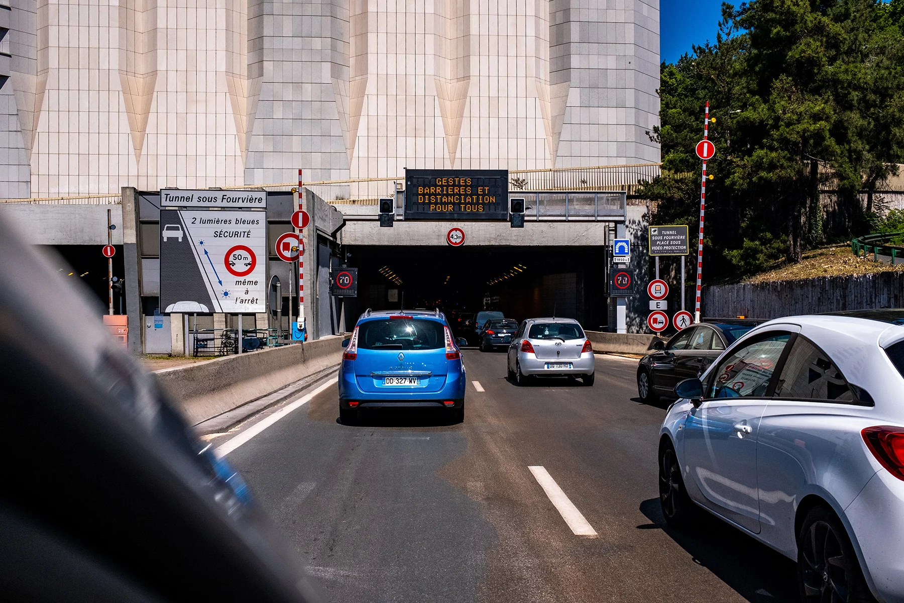 Traffic entering the Tunnel de Fourviére in Lyon, France