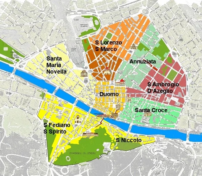 Centro Storico Firenze map (Map of District 1, Florence's Historic Center)