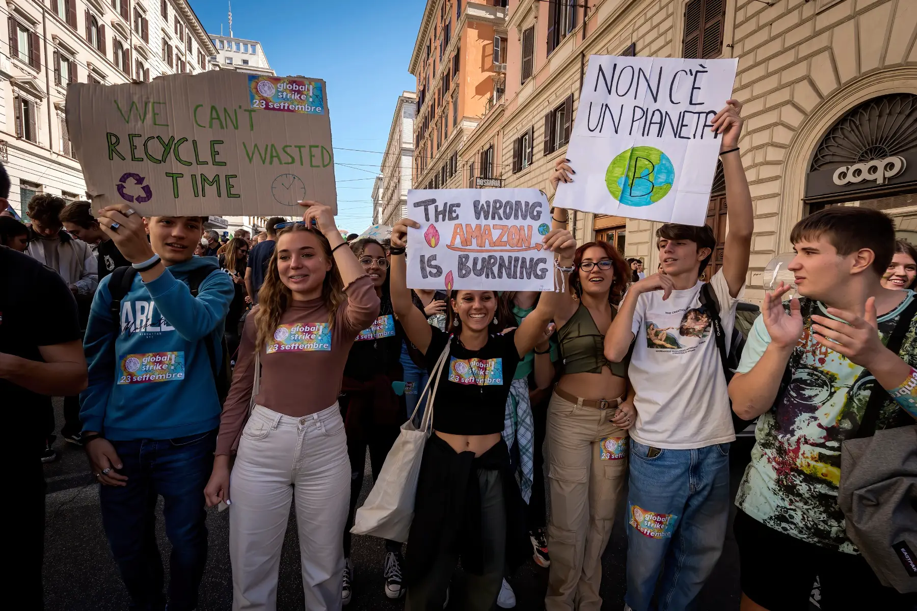 Protesters at a Fridays for Future Climate Action in Rome, Italy