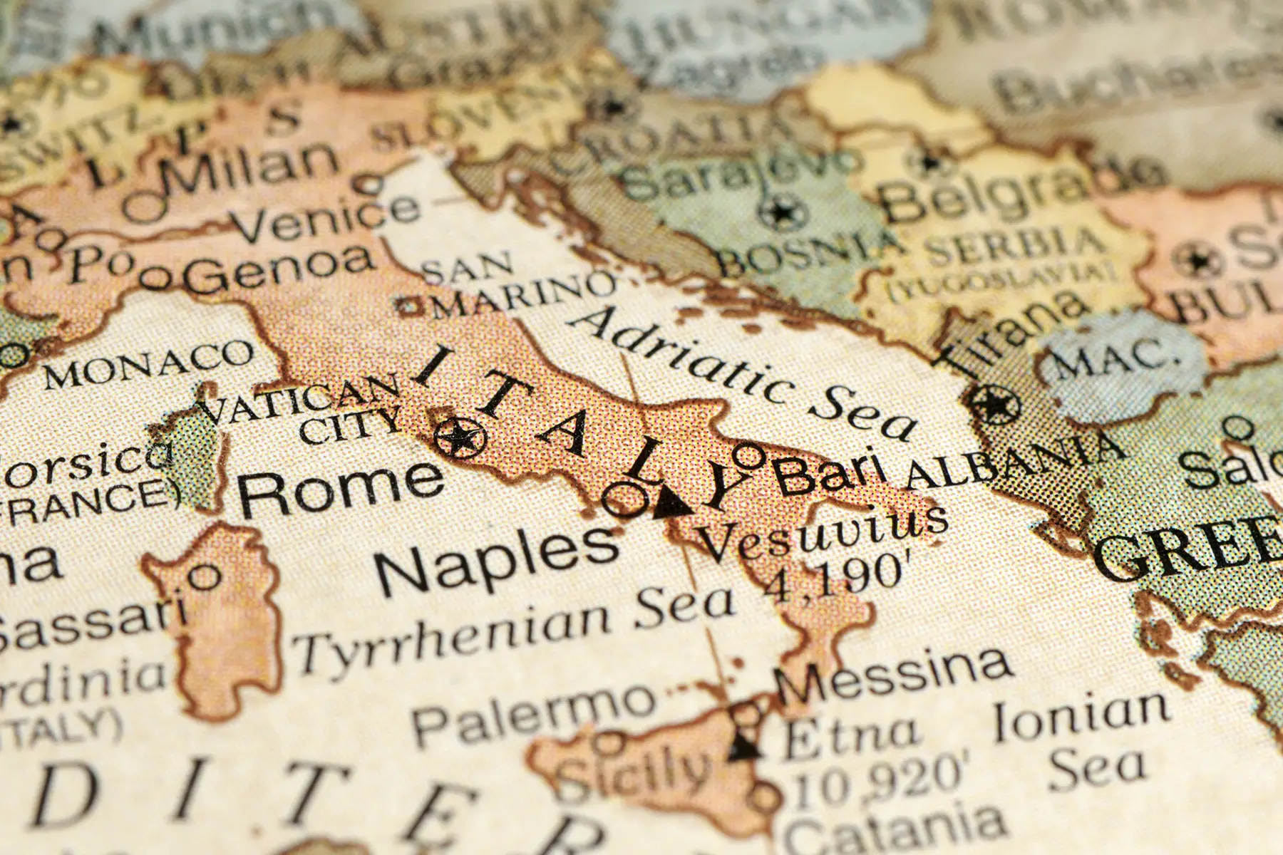 A map showing Italy