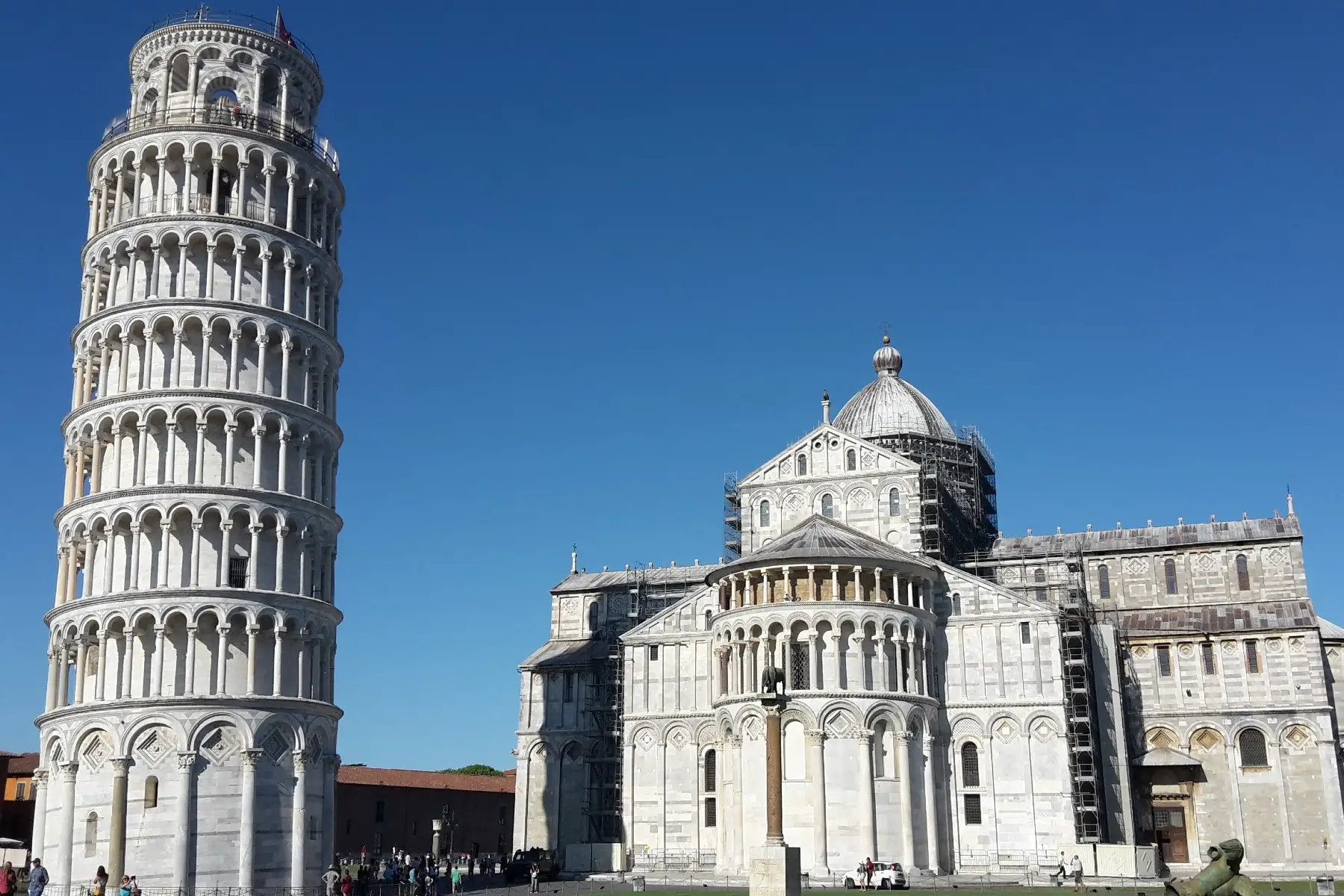 The Leaning Tower of Pisa and Pisa Cathedral in Tuscany, Italy 