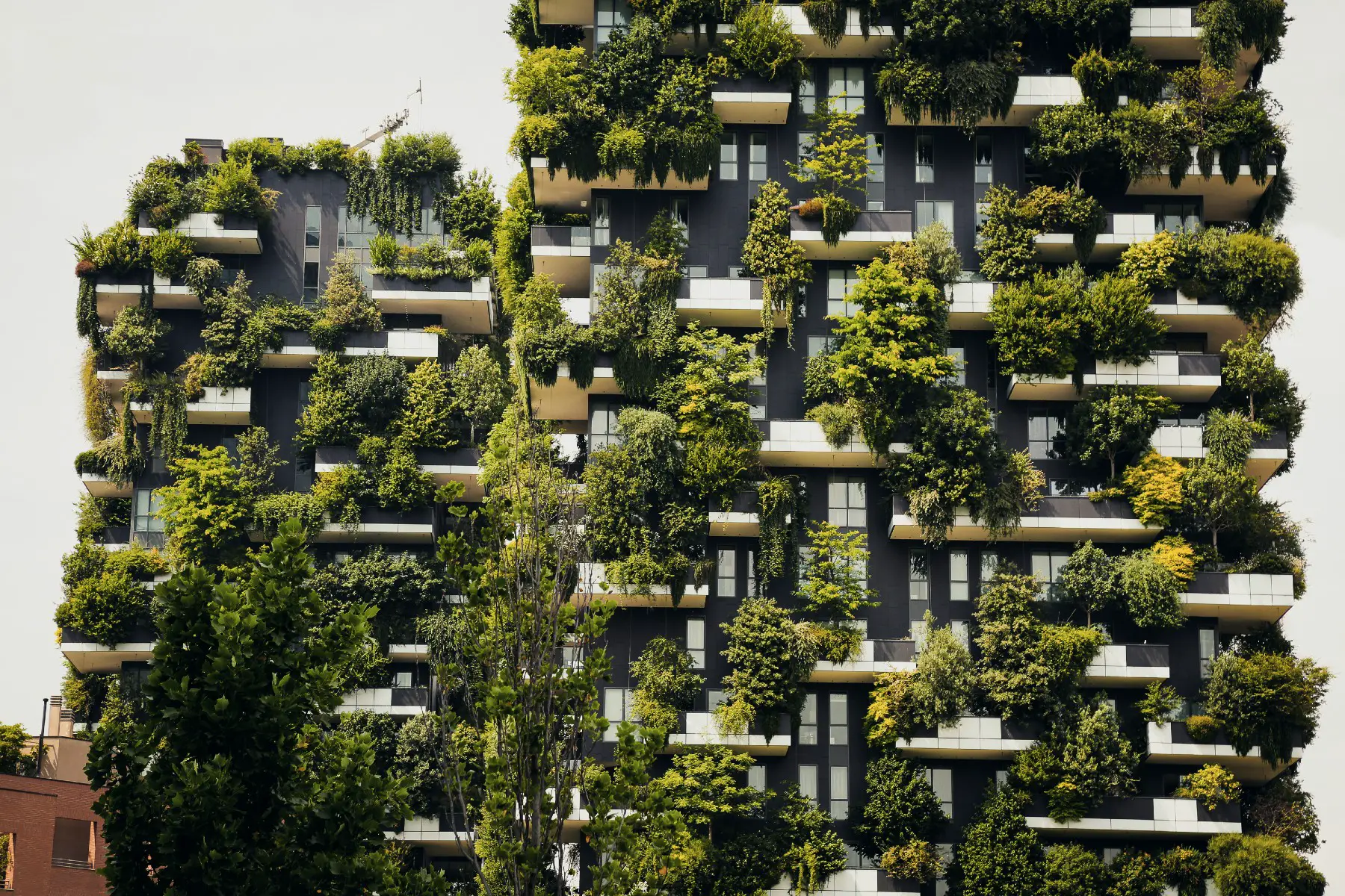 Ecological skyscraper and Residential complex Bosco Verticale in Milan, Italy. Modern sustainable architecture in Porta Nuova district.
