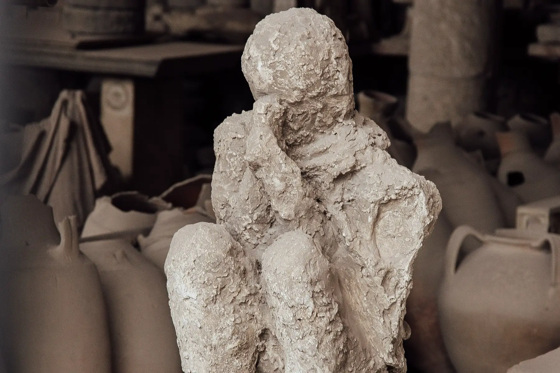 A woman preserved in ash in the ancient Roman city of Pompeii