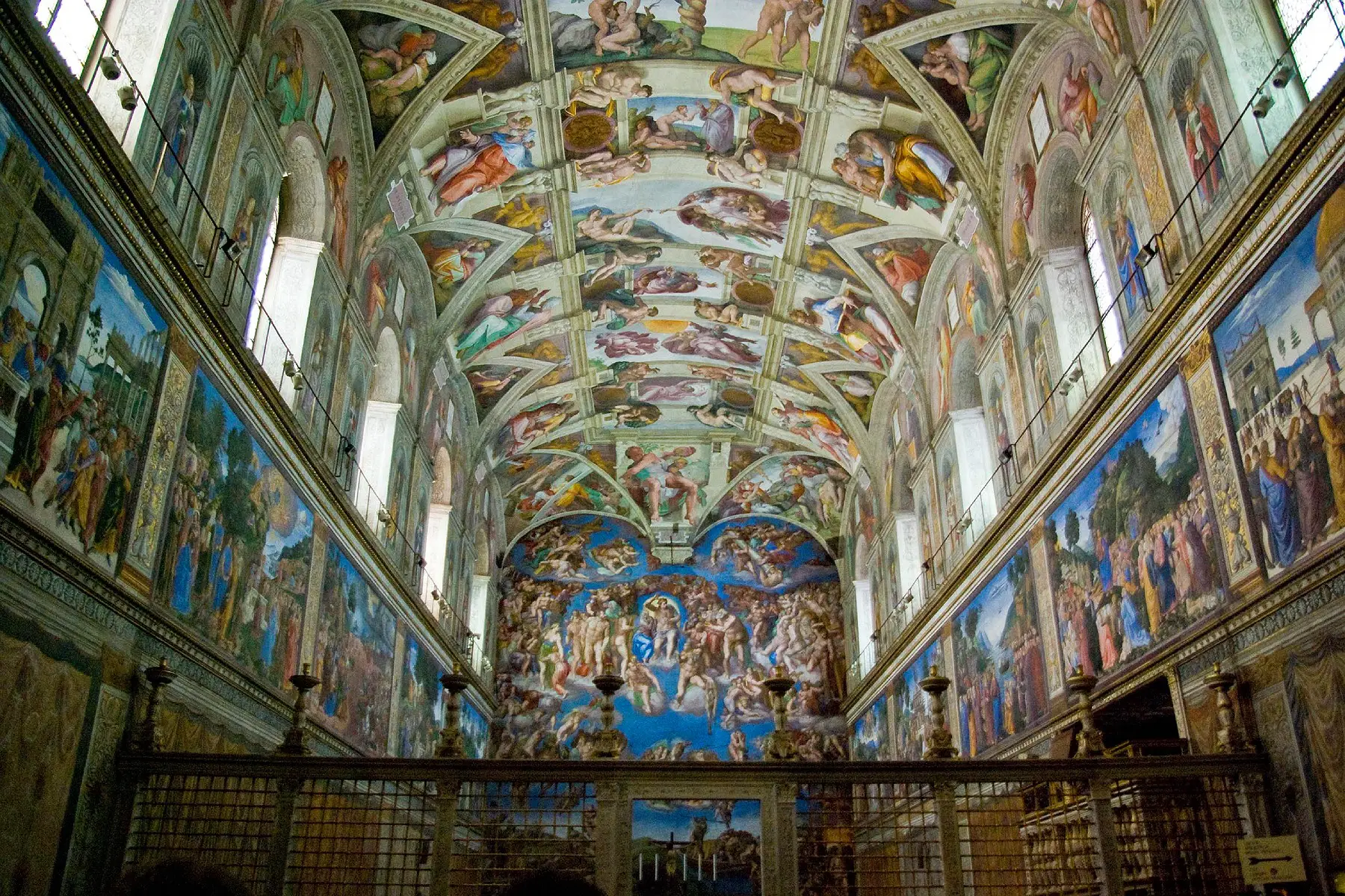 The famous ceiling of the Sistine Chapel in Rome, Italy.