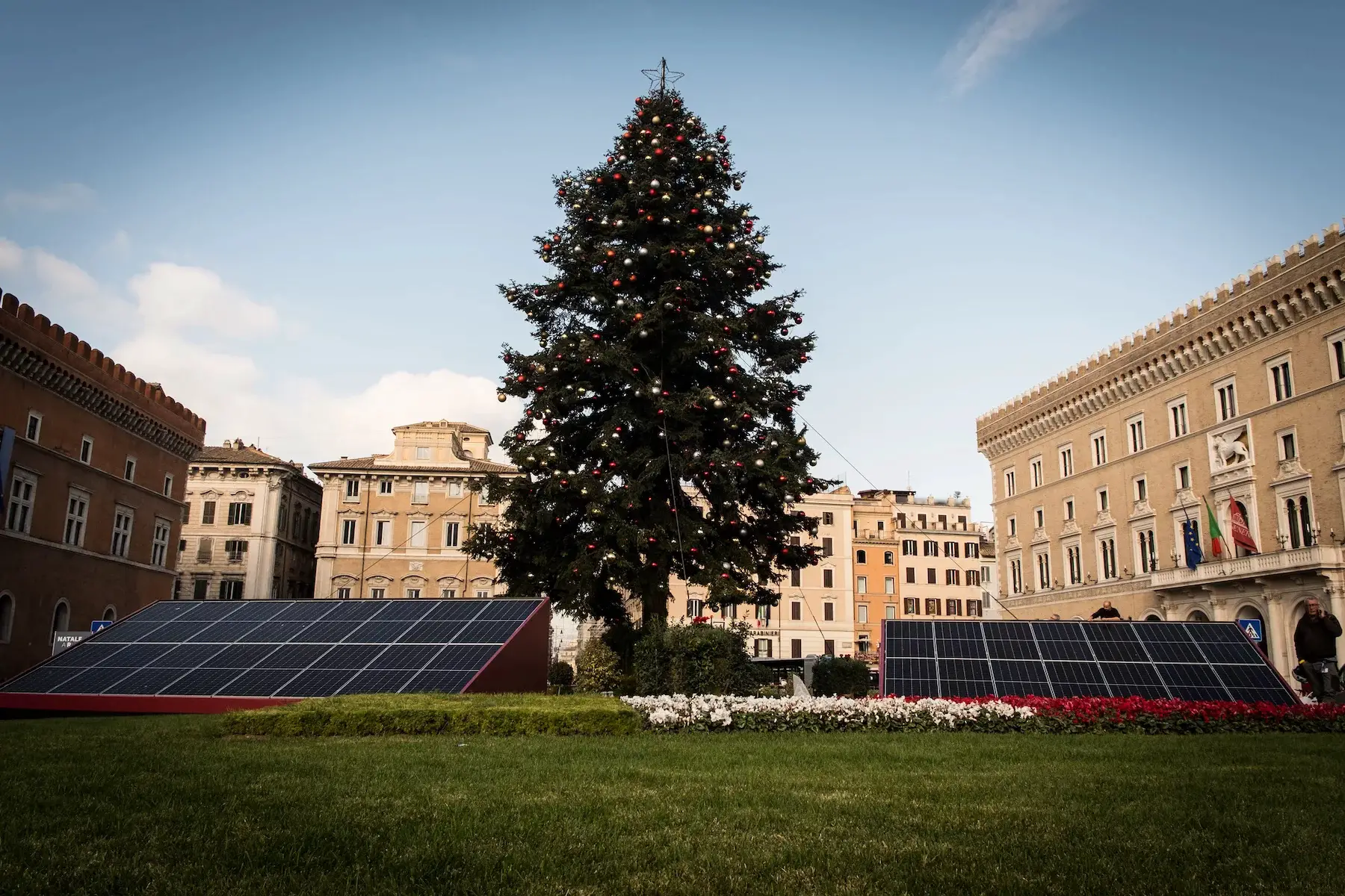 Solar-powered Christmas tree at Piazza Venezia in Rome