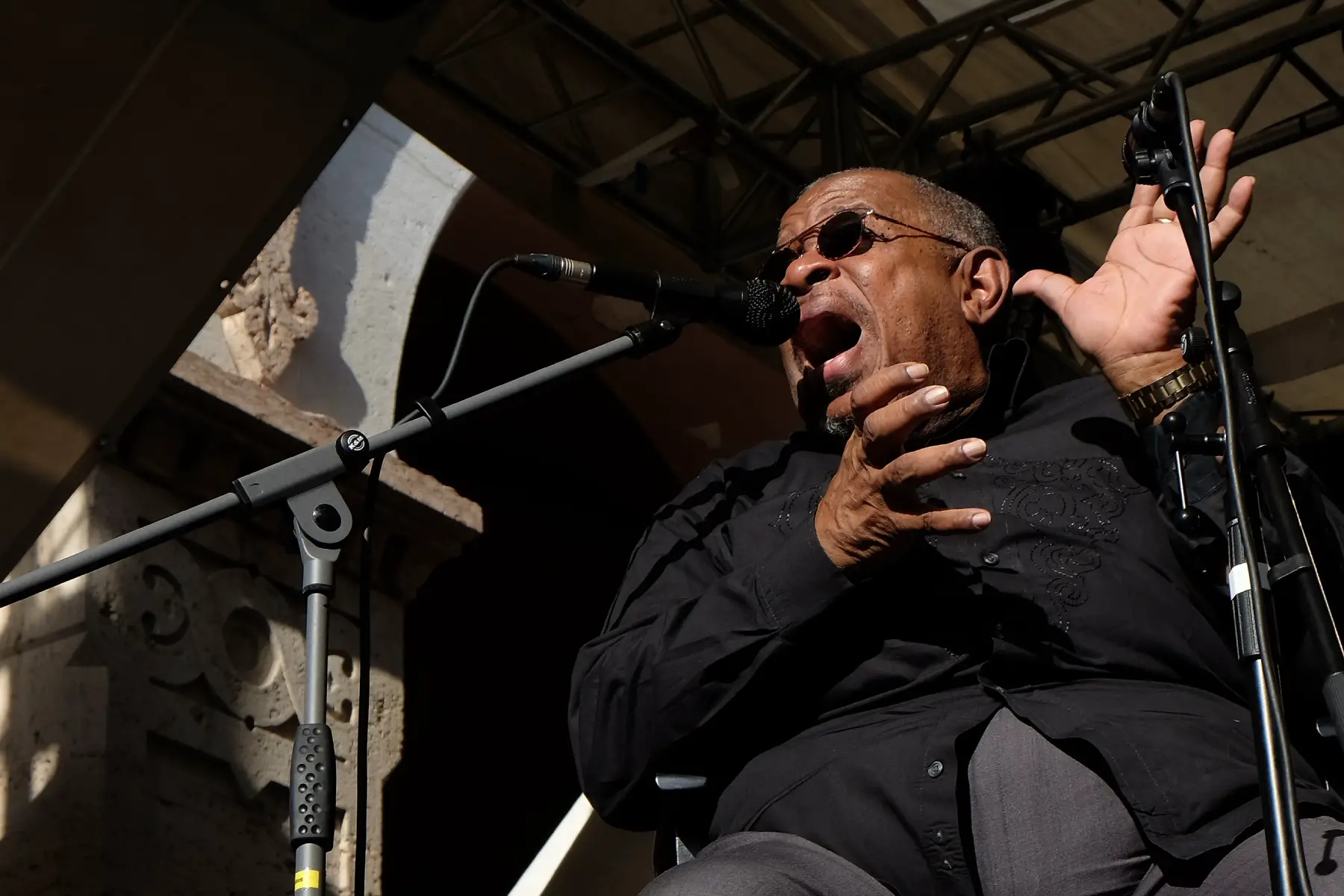Jazz musician Fred Wesley performing on stage at the Umbria Jazz Festival in 2016