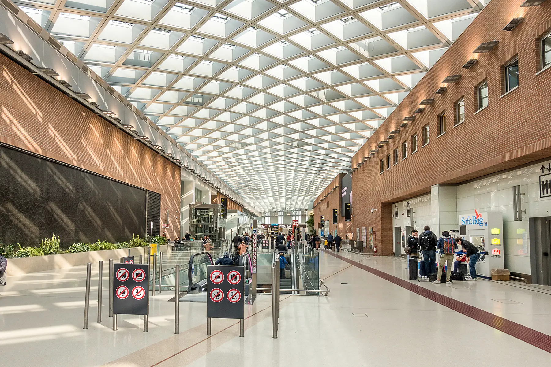 Interior of Marco Polo International Airport, Venice with glass ceiling