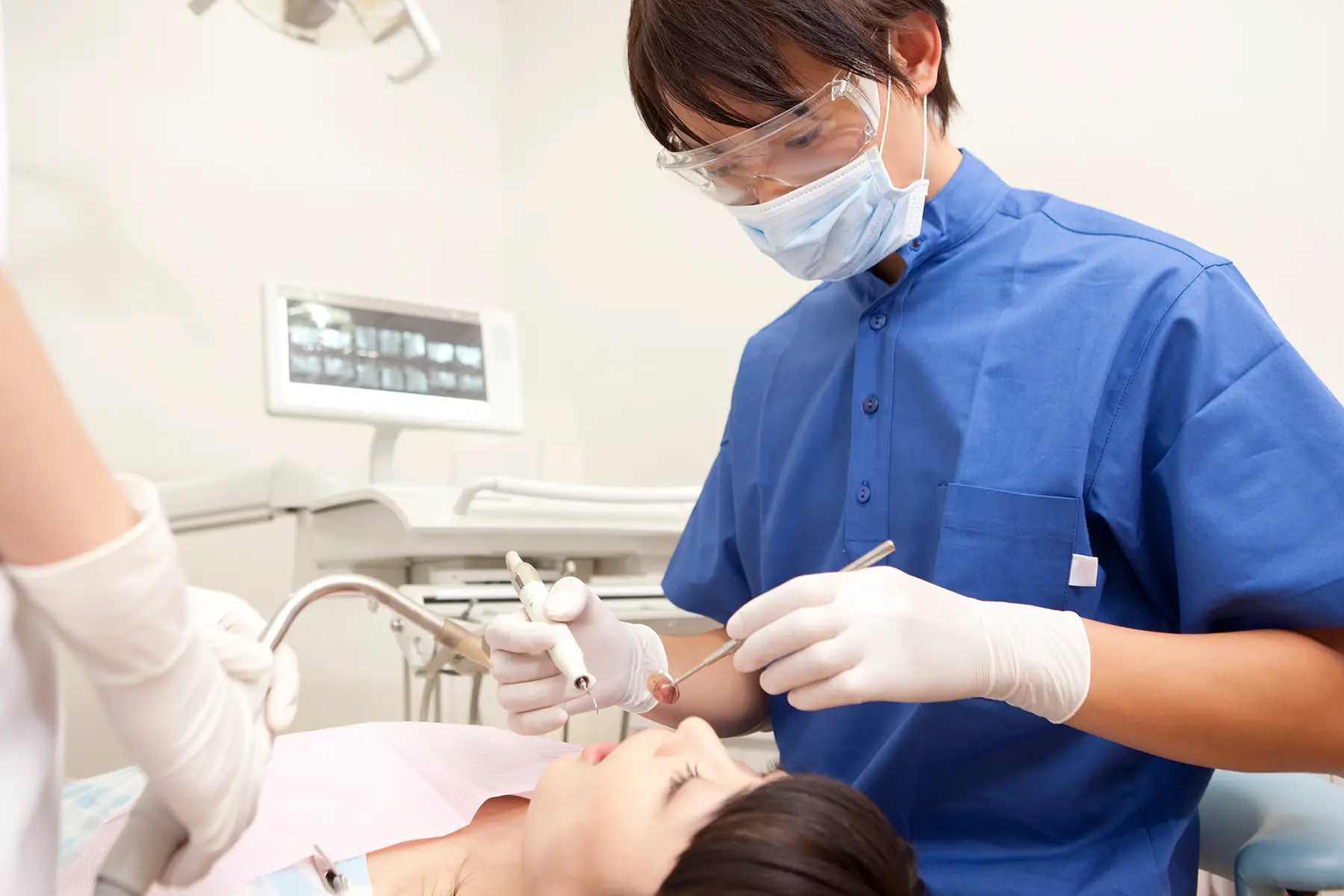 Patient undergoing a dental procedure