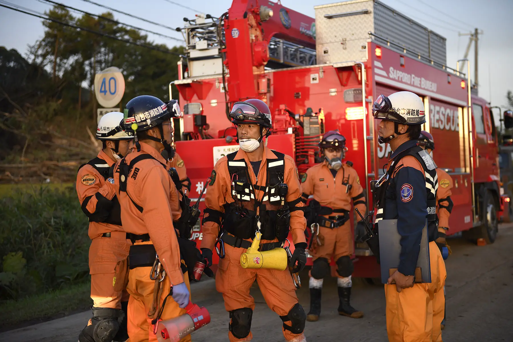 Firefighters from the fire service of Japan