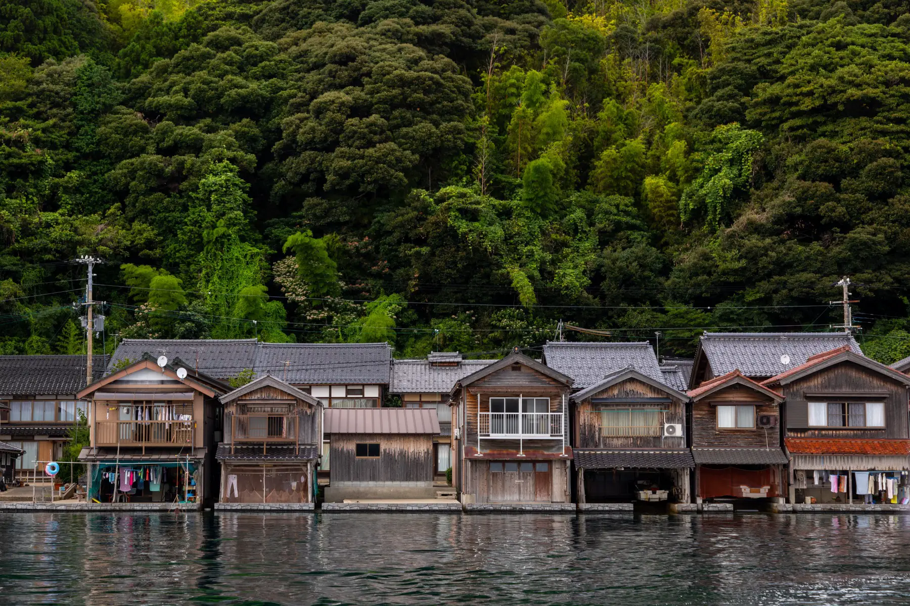 Fisherman houses stand side-by-side in Kyoto