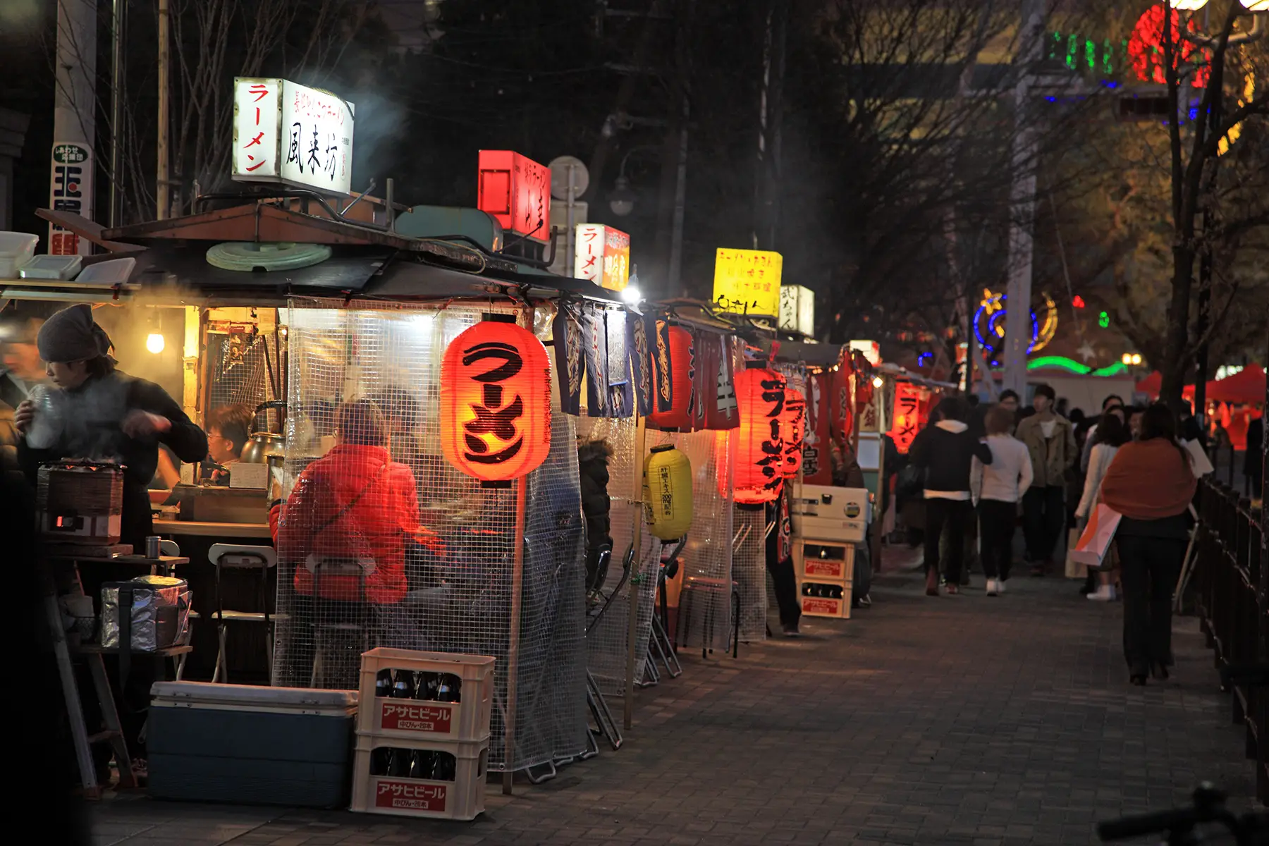 Street stalls at night in Fukuoka