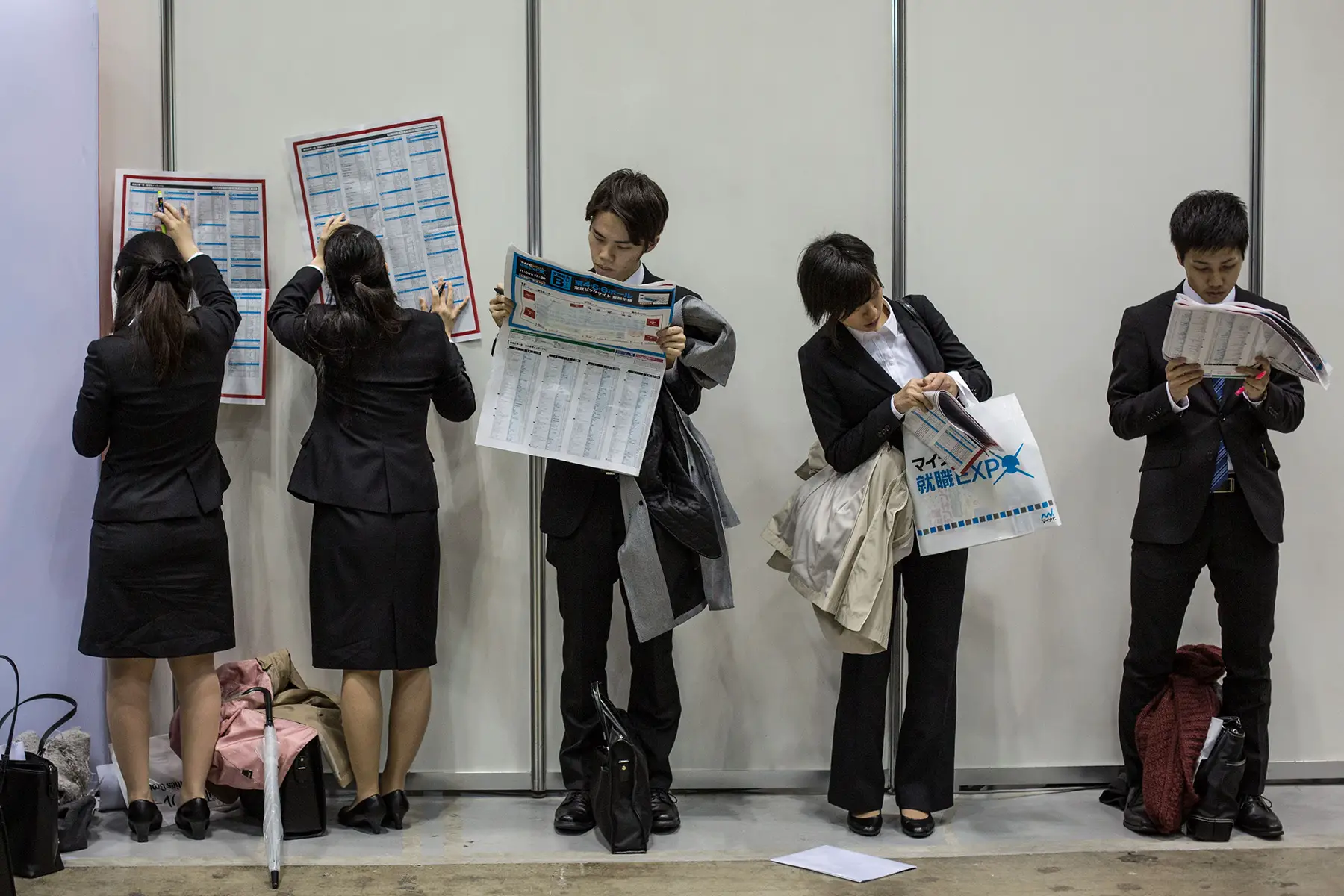 Students attending a job fair in Tokyo
