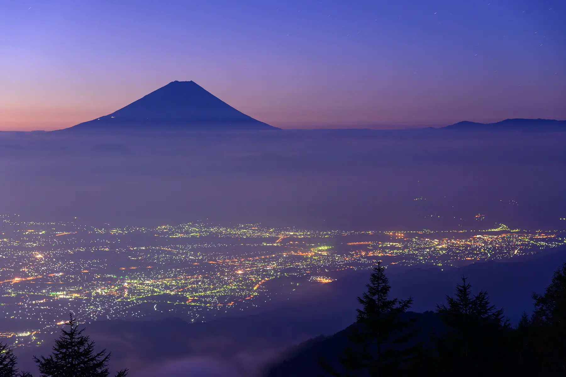 Night View of the Kofu city and Mt.Fuji