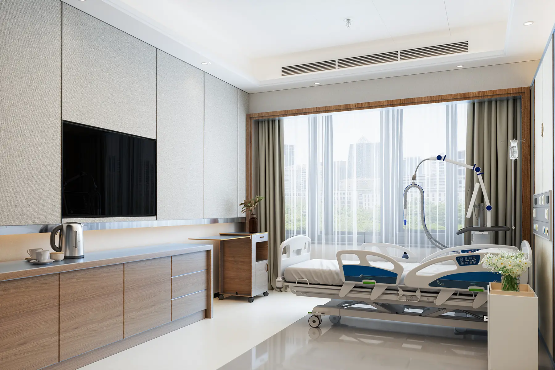 A luxurious private hospital room